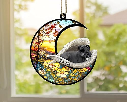 Miniatura 369 de Chow Chow Dog Memorial Suncatcher, adorno de Navidad Chow Chow con nombre, atrapador de pérdida de mascotas, regalos para los amantes de los perros