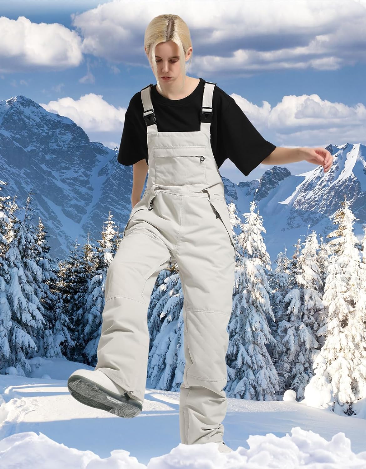 Women's Ski Bibs Snowboard Pants Snow Bib Tight Overalls Outdoor Bibs Ski Pants Waterproof Insulated Ripstop Sport - Image 4