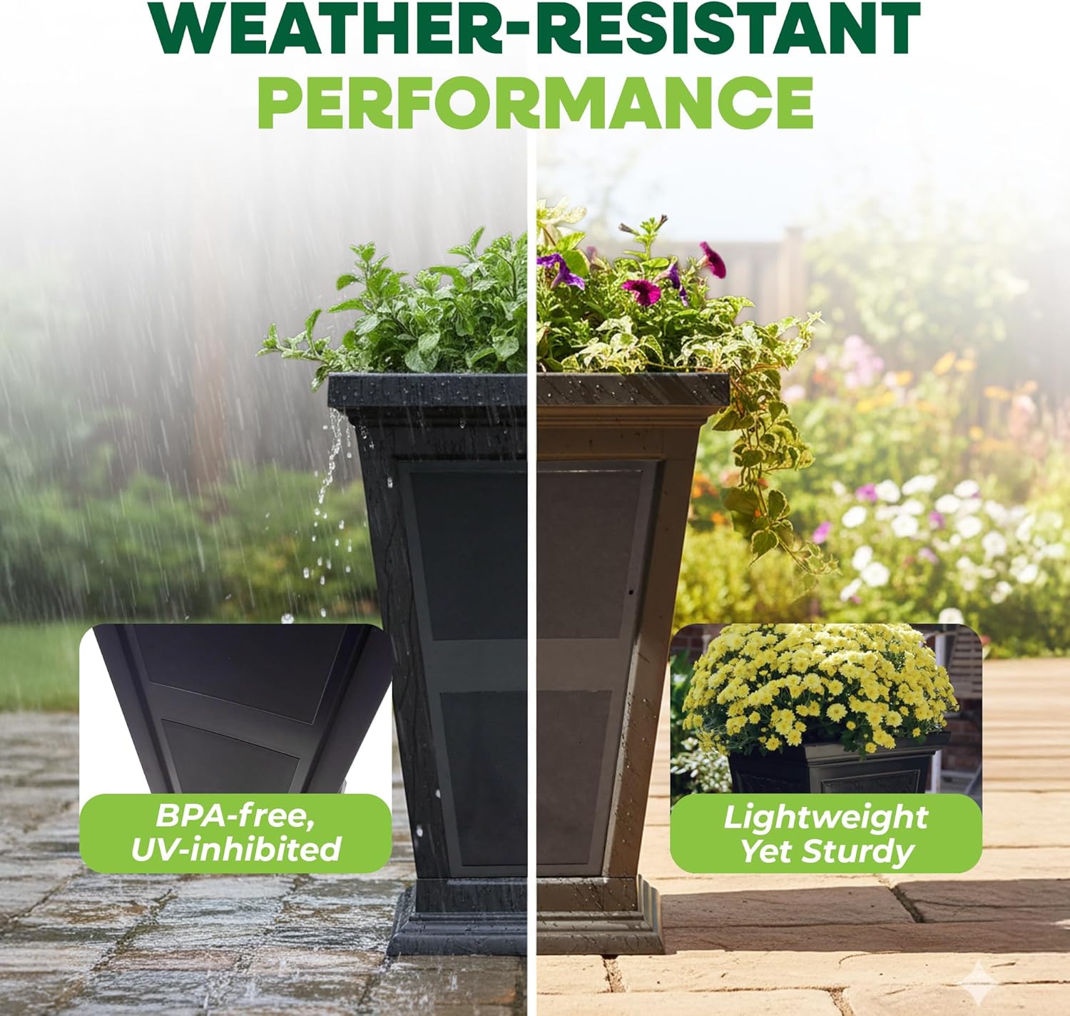 FCMP Outdoor - Modemmo Chelsea Self-Watering Planter (2 Pack), Black