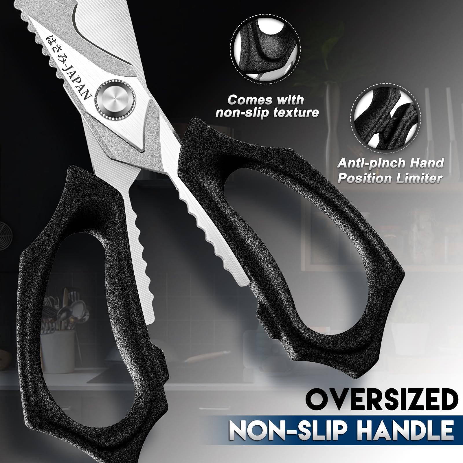 Purple Dragon Forbici da cucina Giappone SK5 Steel - Forbici multiuso con rivestimento in titanio grigio resistente alla corrosione con manico antiscivolo per gli appassionati di casa e cucina
