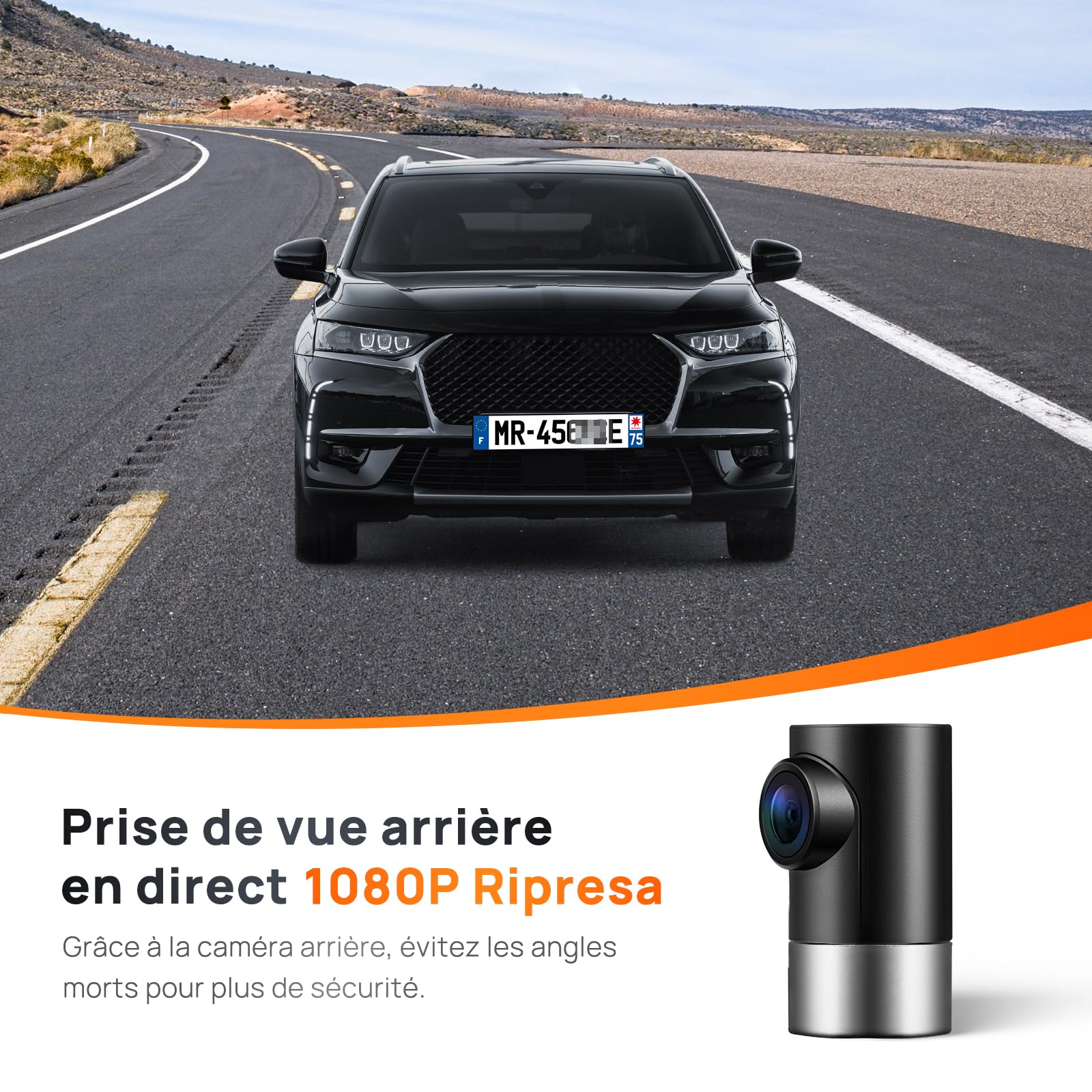 70mai 2.7K Dashcam Voiture Avant Arriere A500S Full HD Dash Cam Camera Voiture 1944P+1080P avec GPS Voiture et WiFi Intégrés, Enregistrement en Boucle, Mode Parking 24H et ADAS, Contrôle Via App