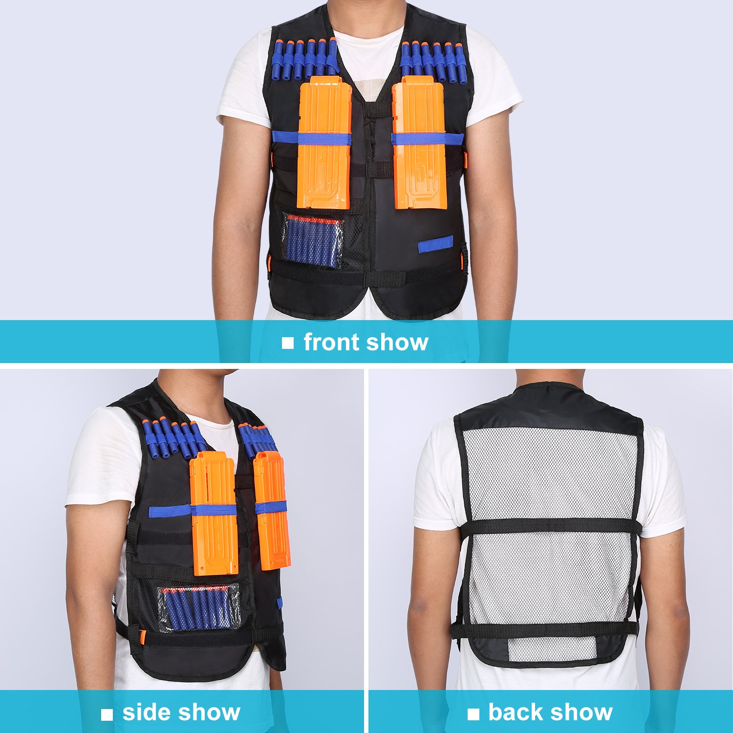 Chaleco táctico Chaleco táctico ajustable para con 12 accesorios para pistola de dardos