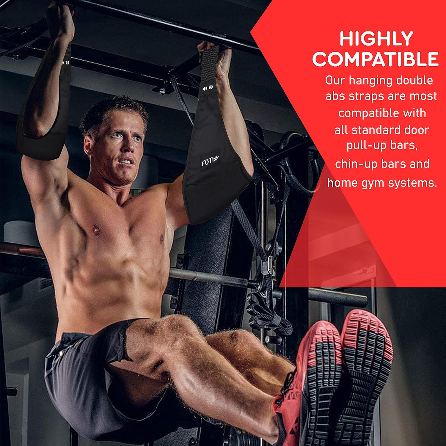 FOTIX Premium Ab Straps for Pullup Bar Rip-Resistance Heavy Duty Straps Core Strength Training, Arms Support for Ab Workouts | Fitness Hanging Gym Accessories for Men & Women (Black) : Sports & Outdoors