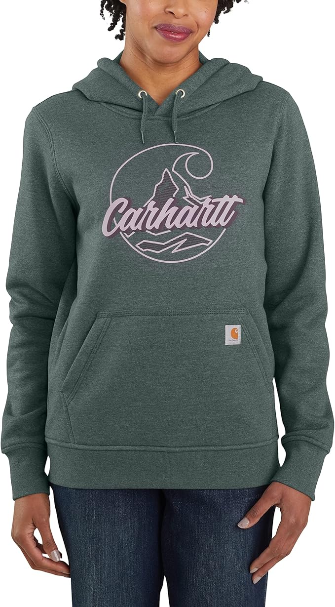 carhartt women's relaxed fit midweight crewneck block logo sleeve graphic sweatshirt