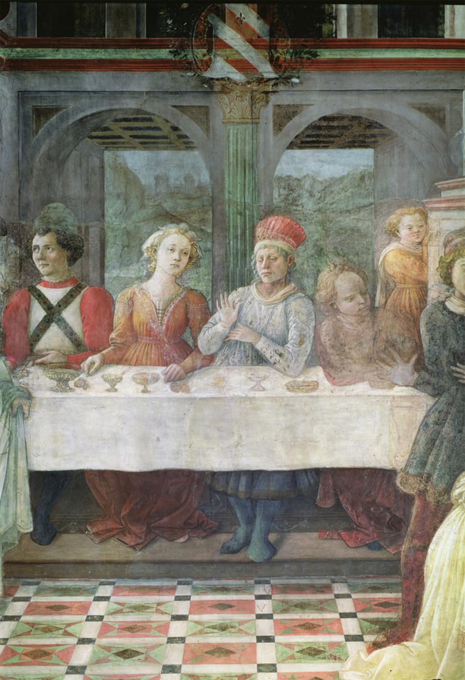 ARTXLXXBN Famous Painting Canvas Artwork Graffiti Print the Feast of Herod Detail of Figures At Central Table Fresco See Also by Fra Filippo Lippi Portrait Canvas Image for Home Decor 60x90cm