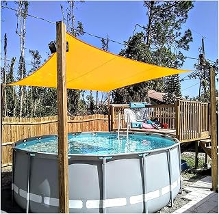 Toldo rectangular resistente a los rayos UV, toldo impermeable con anillo en D y cuerda para pérgola al aire libre, jardín, patio, 3 x 5 m, color amarillo mango, perfecto para protección solar