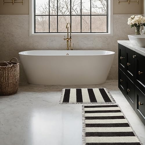 Miniatura 3 de Alfombras de baño absorbentes, de secado rápido, lavables a máquina, juego de 2 piezas, antideslizantes, accesorios de baño, 17 x 24 + 18 x 30