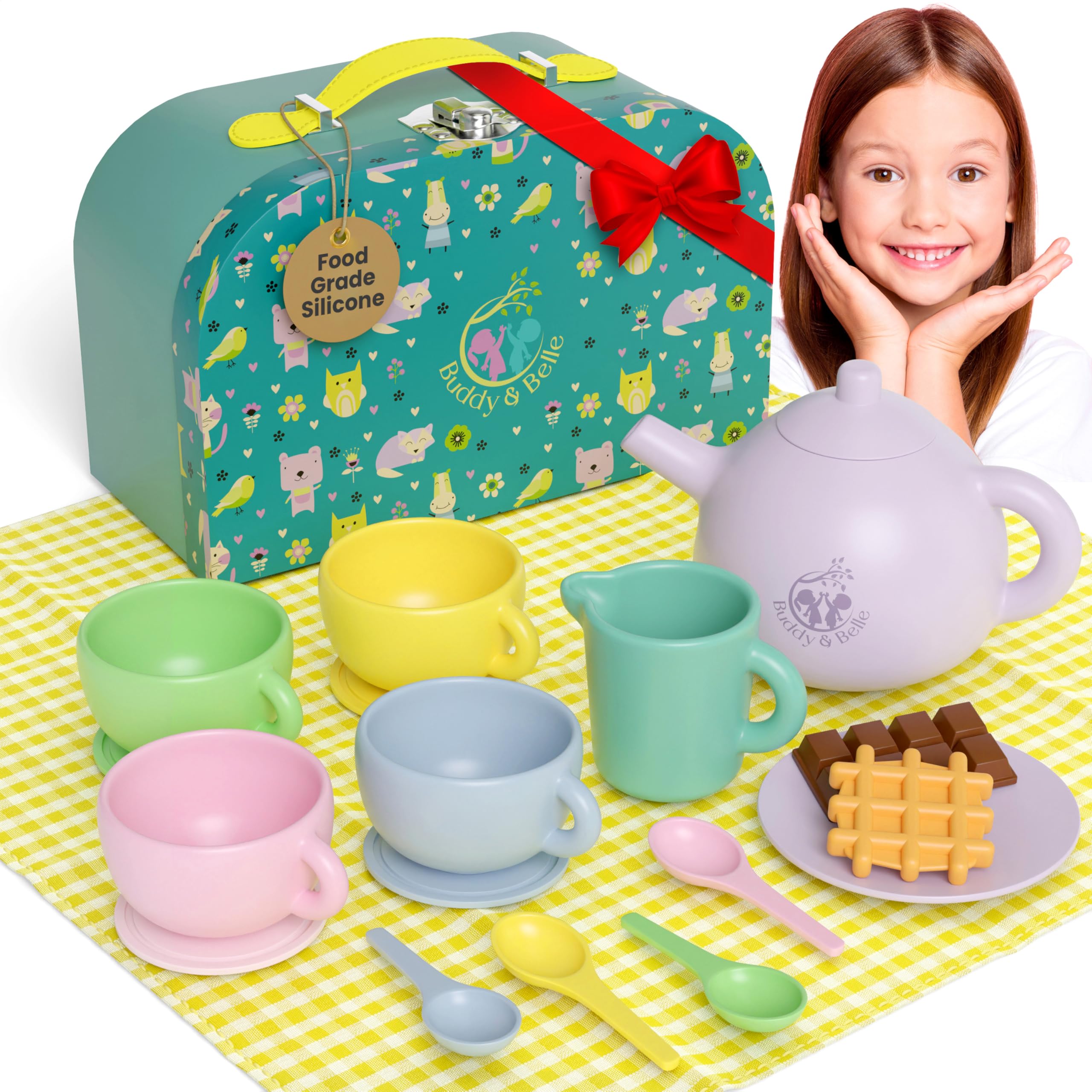 Amazon.com: Silicone Tea Set for Toddlers 3-5 – 18 Pc Pretend Play