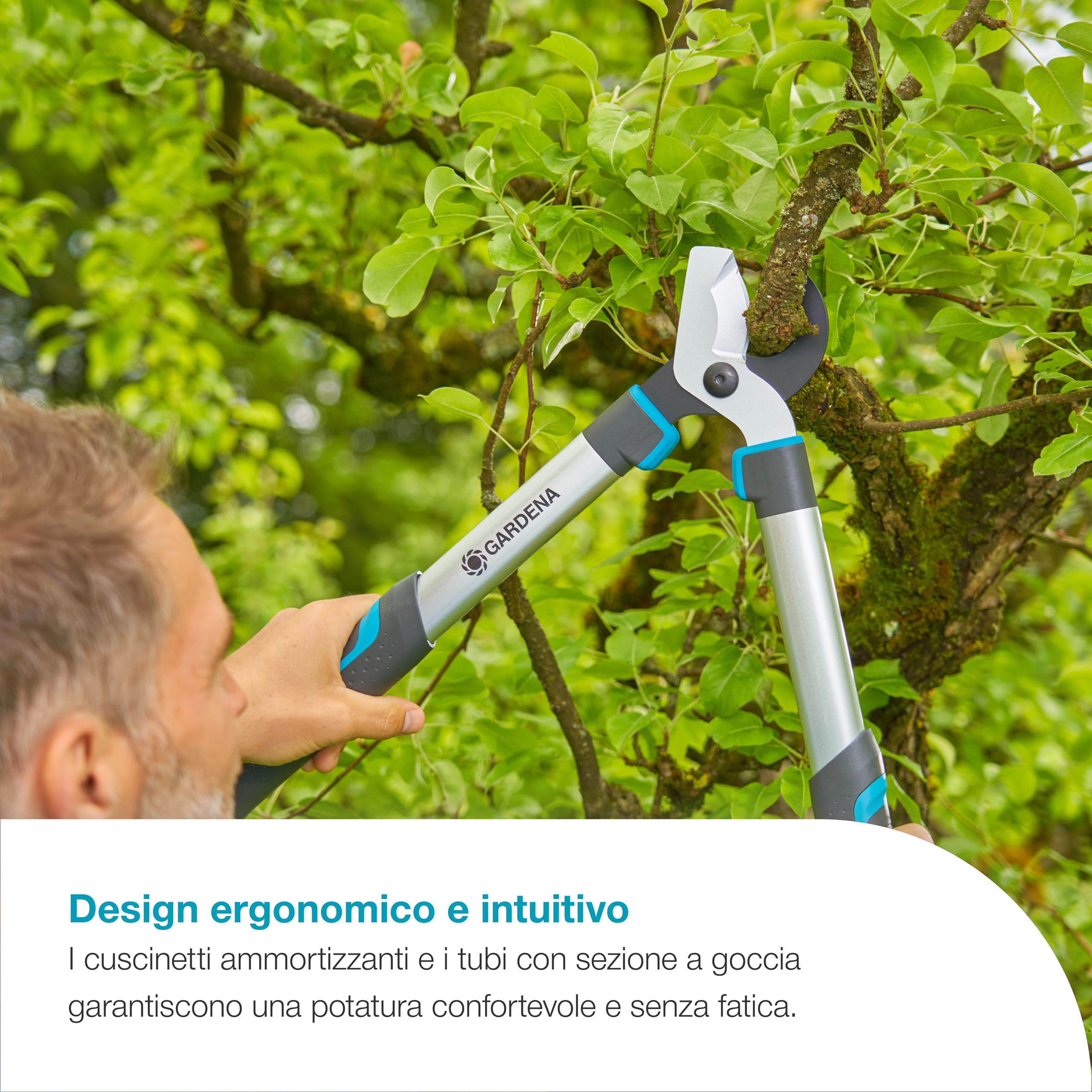 Gardena EasyCut S, forbici bypass per legno fresco fino a 45 mm, lame affilate con precisione, PowerCoating per tagli puliti, design ergonomico, 900 g di peso leggero (12030-88)