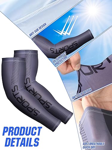 Miniatura 4 de 6 pares de mangas de protección solar UV para brazos, manga deportiva de enfriamiento antideslizante, calentadores de brazos de seda de hielo para