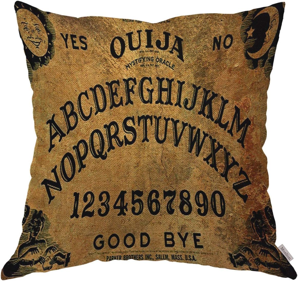 Moslion Throw Pillow Cover Case Vintage Retro Ouija Boards Design Cotton Linen Cushion Covers for Couch/Sofa/Kitchen/Car/Boy Gilrs Bedroom Livingroom 18 x 18 inch Pillow case