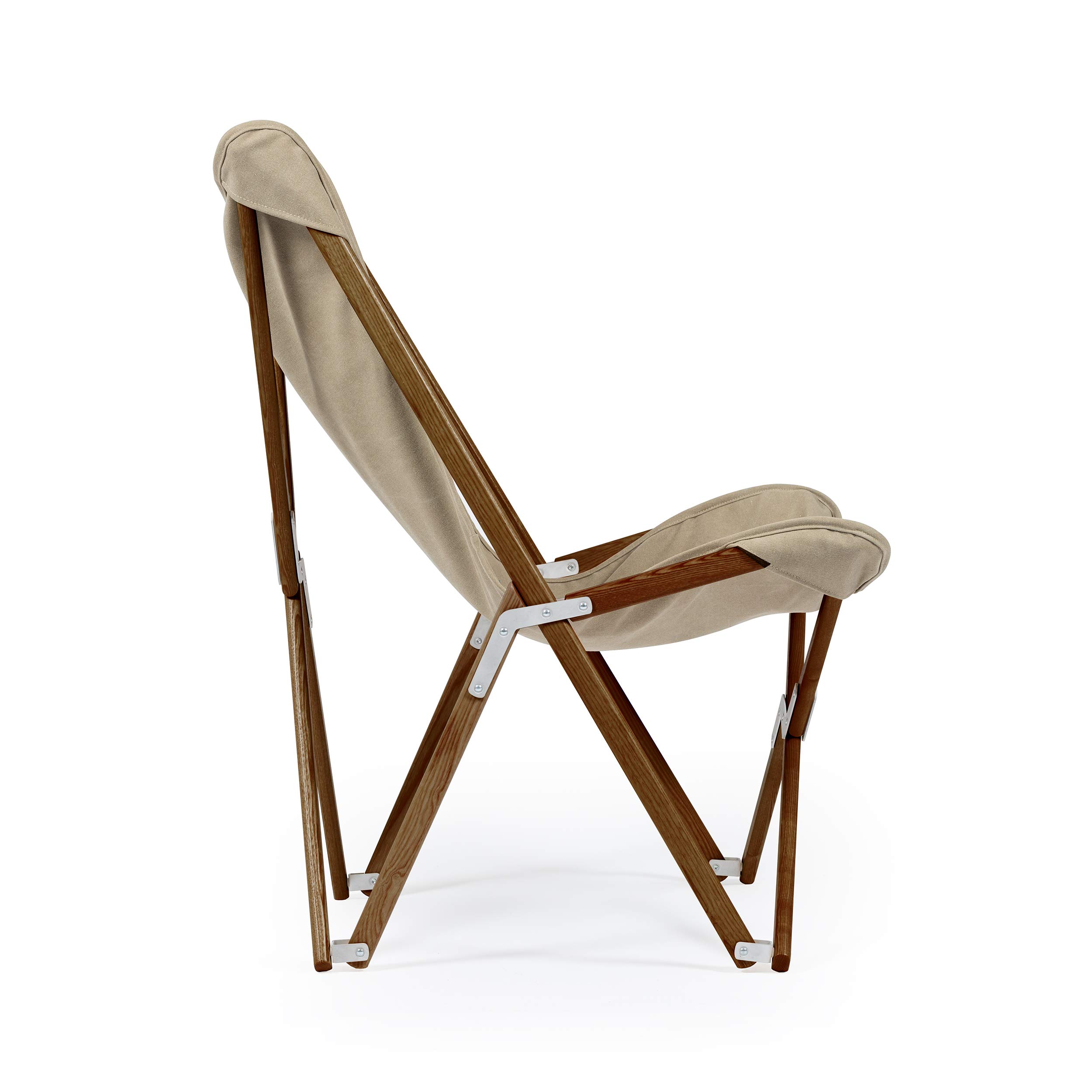 Telami - Sedia Tripolina - Collezione Milano - Pieghevole e Leggera - Kaki - Legno Tinto Teak - Made in Italy - Mobili da Esterno - Alta Qualità - Legno di Frassino -69 x 106 x 83 cm