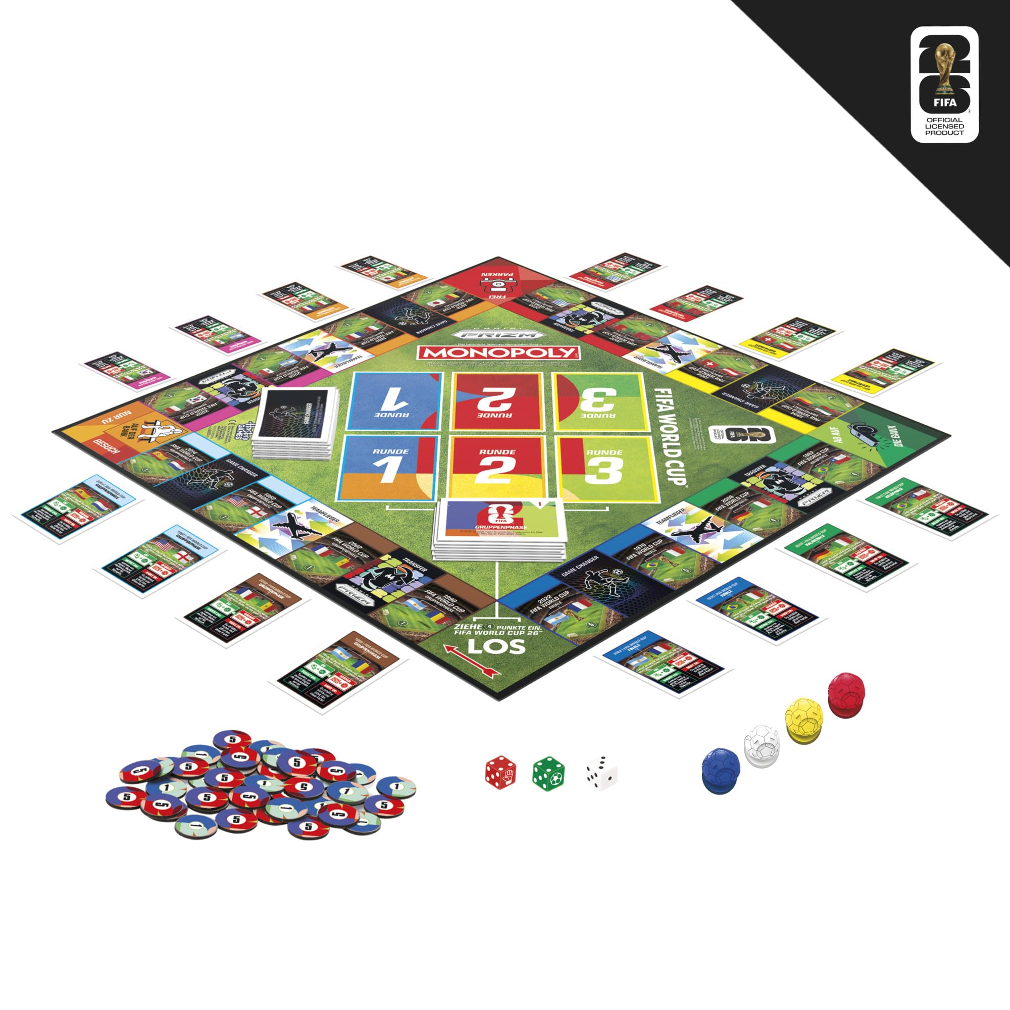 Monopoly Panini Prizm: FIFA World Cup I gra planszowa z Monopoly Panini Prizm FIFA World Cup 2026, karty Trading Cards I od 8 lat - wersja niemiecka