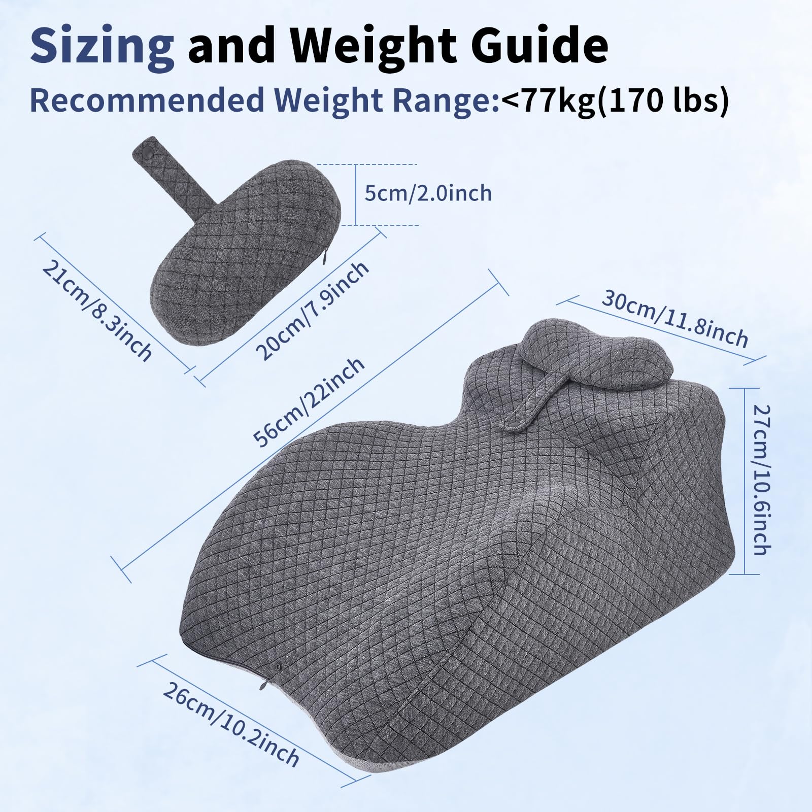 Keilkissen für Bett und Sofa, Paarkissen mit 27 ° Winkel Butt Kissen, Memory Schaum Lesekissen Ergonomisches Rückenkissen für Rücken Hals Beine, Reflux Kissen Beinkissen mit Waschbarer Bezug