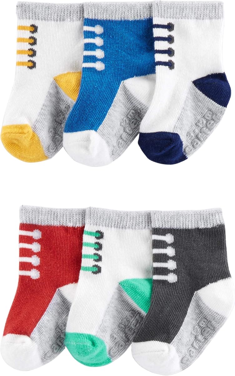 Pack de 6 botines tipo calcetines para bebé niño (12-24 meses, zapatilla deportiva)