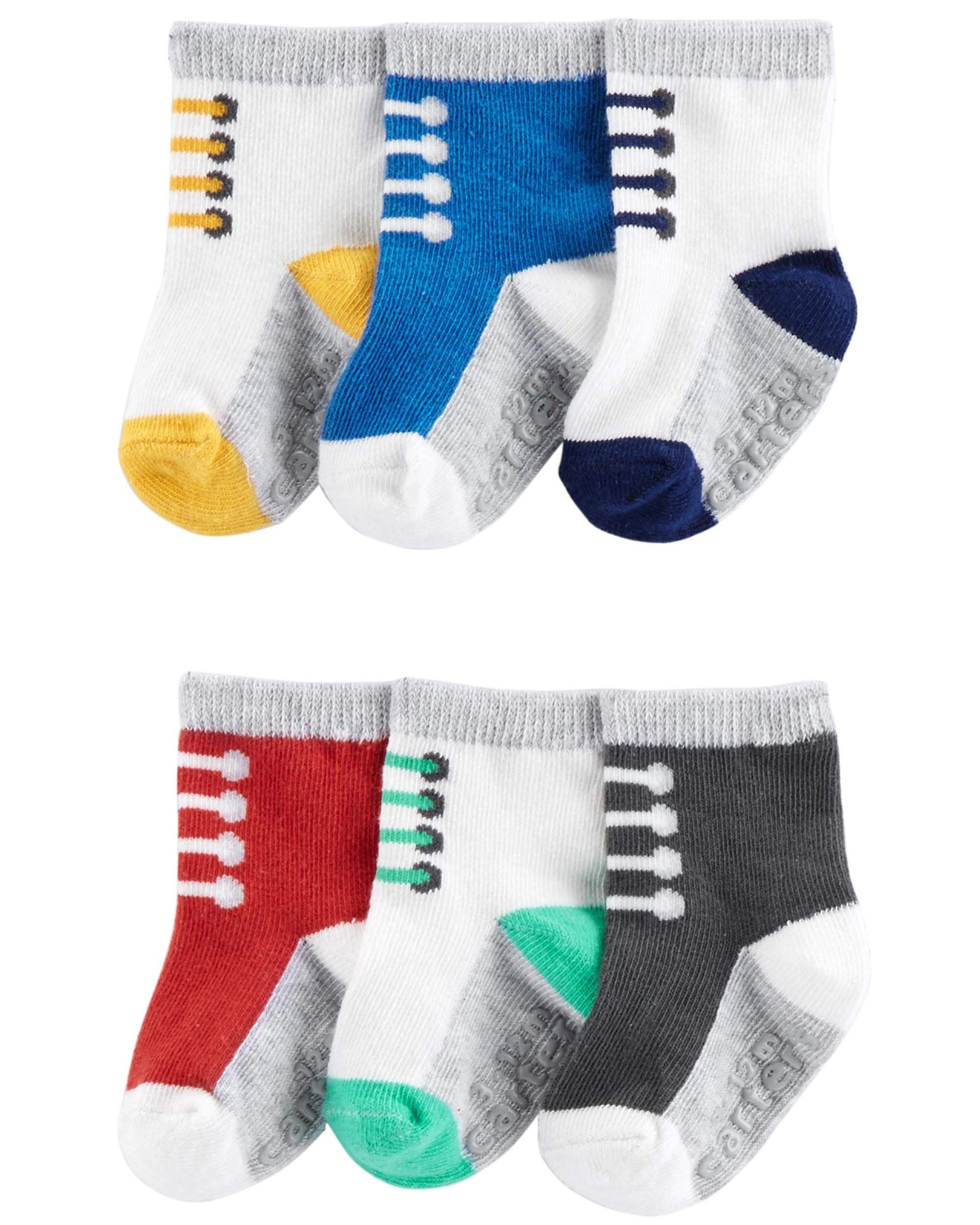 Carter's Baby Boy's 6-pack Socks Booties (12-24 Months, Sneaker)