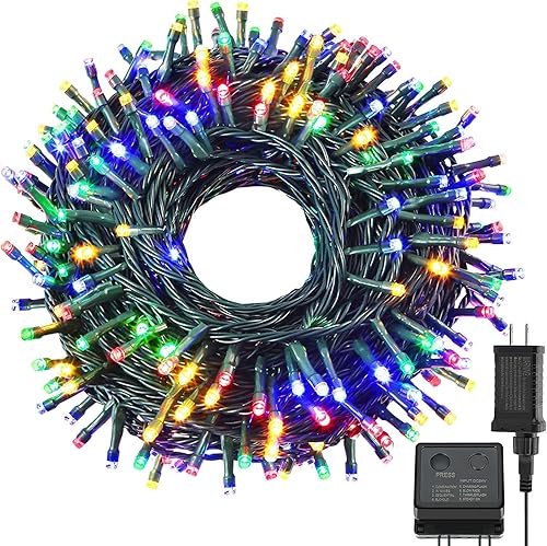 Tira de luces de Navidad para exteriores, impermeables, LED, con certificación UL, 8 modos de iluminación con enchufe de extremo a extremo, luz para