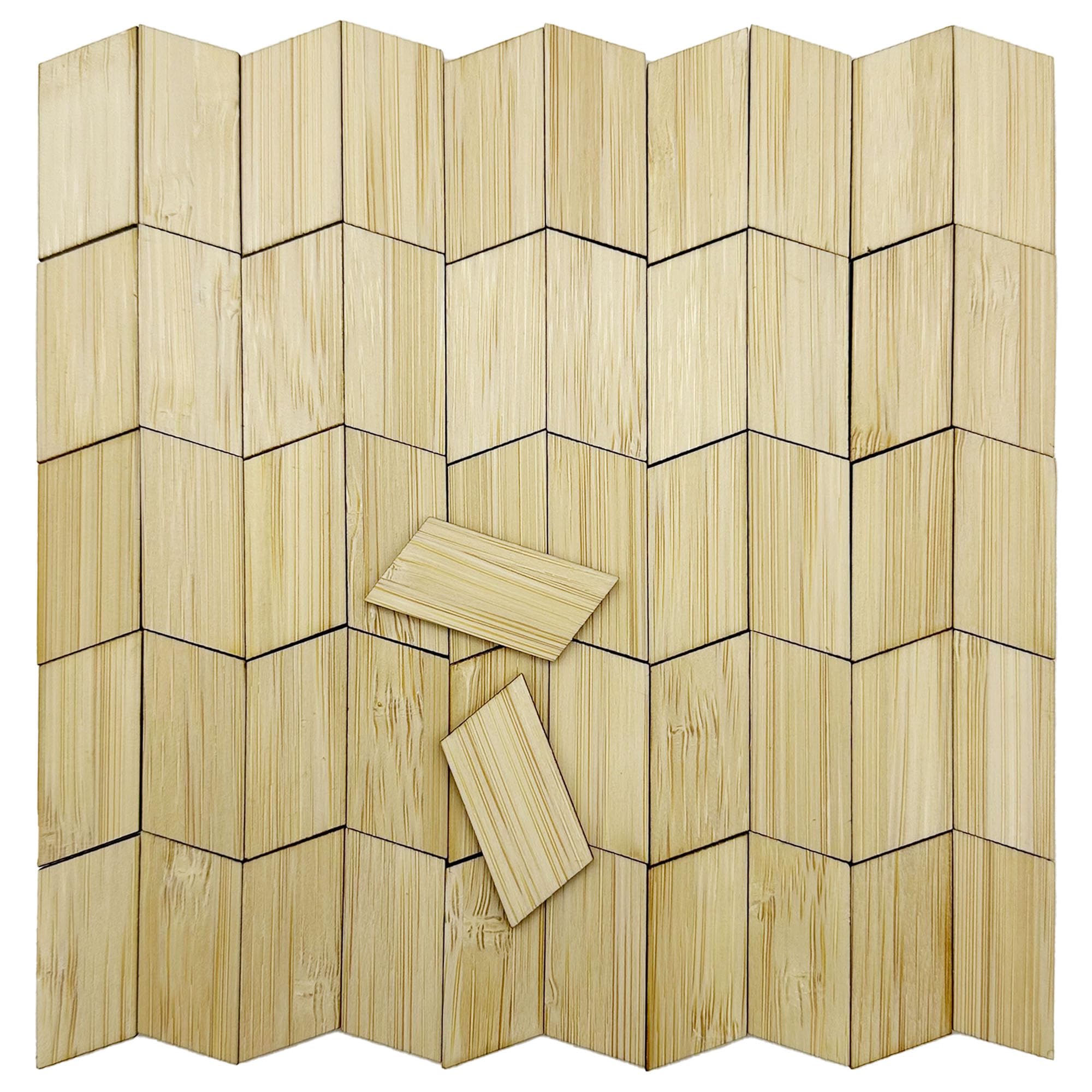 Cayway 50 PCS Miniature Floorboards Miniature Bamboo Floorboards Flooring Model Small Miniature Dolly House for Mini Garden Accessories, Parallelogram