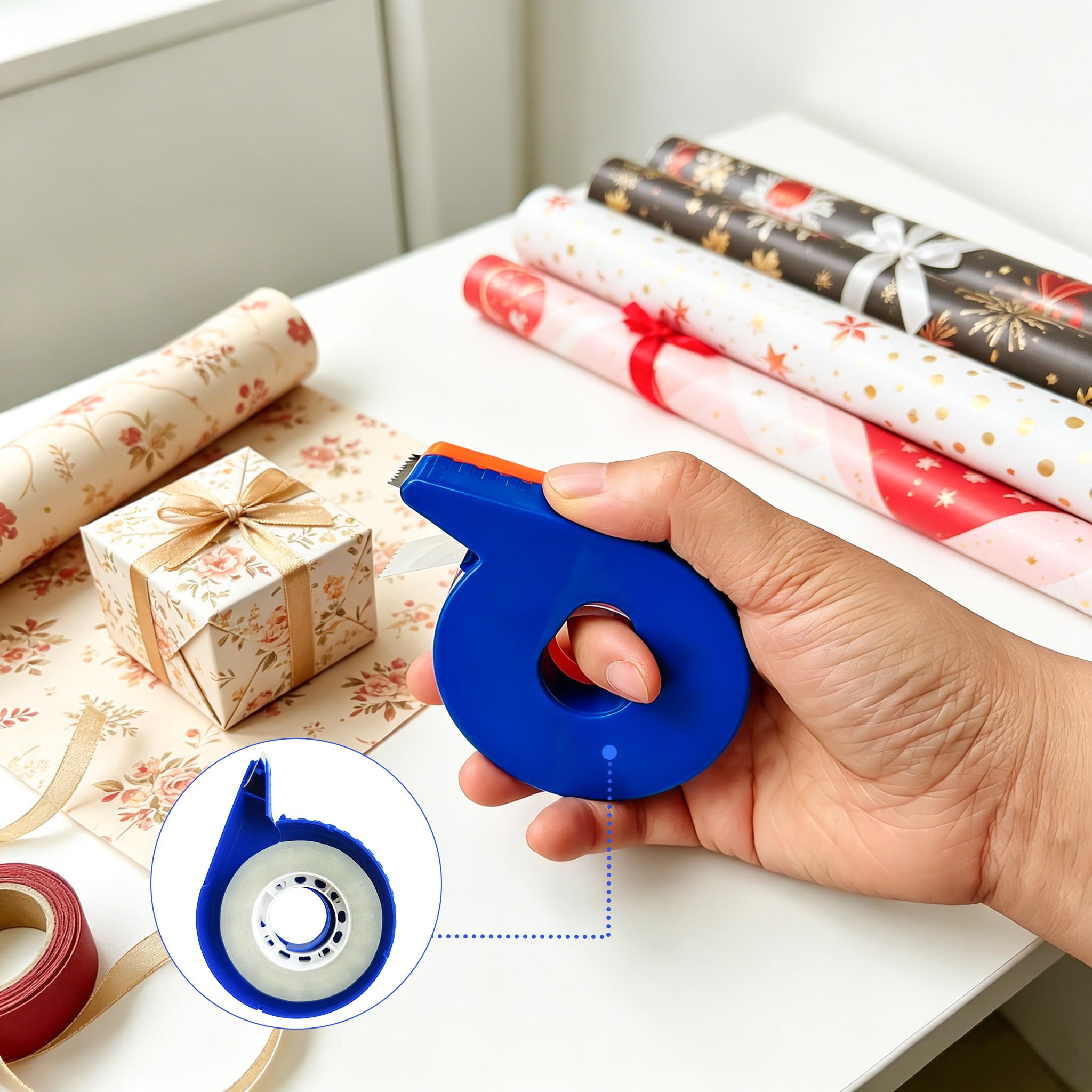 Transparentes Klebeband, 1,9 x 5,9 cm, mit Handabroller, 6 Rollen für Geschenkverpackungen, Zuhause, Schule, Bürobedarf