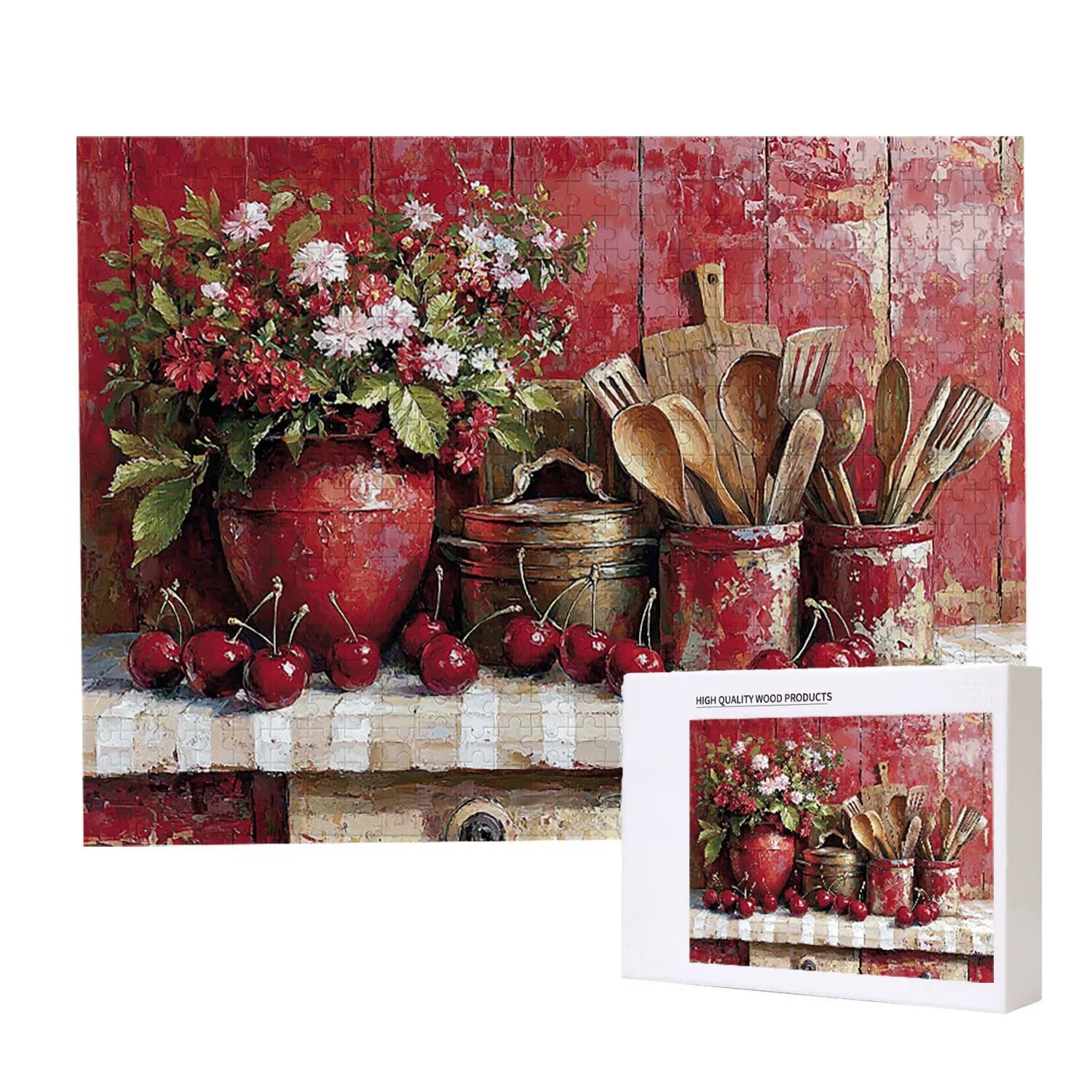 Puzzle 122x80 cm, 3000 sztuk puzzli dla dorosłych, prezent rocznicowy, prezent świąteczny, wystrój domu, zapobieganie zwyrodnieniu mózgu u osób starszych (naczynia kuchenne kwiaty) w-99