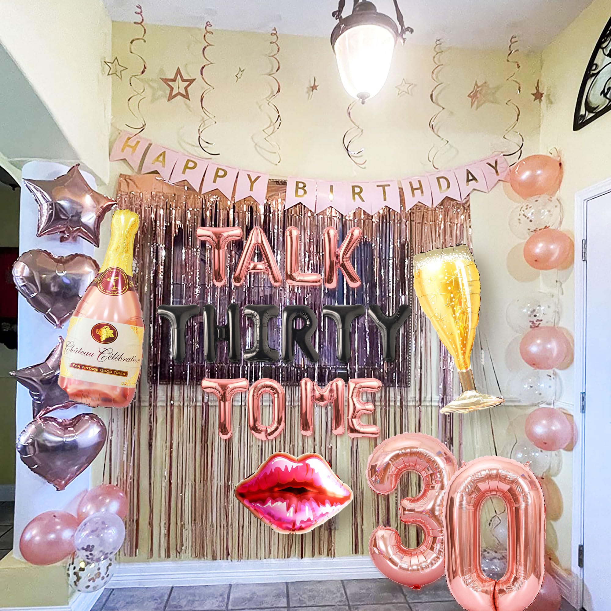 Striscione Glitterato 'Talk Thirty To Me' - Decorazione Per 30° Compleanno - Foto 2