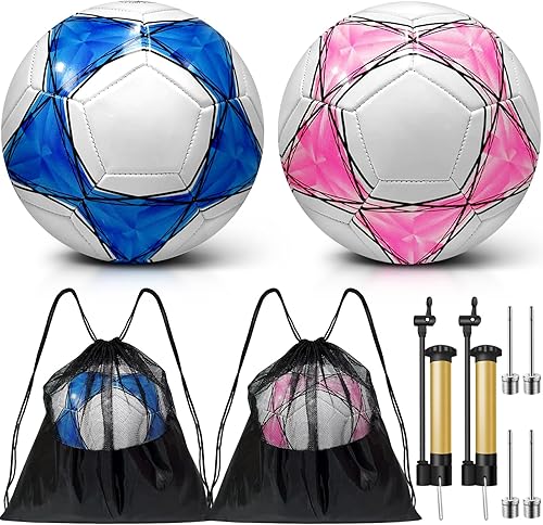 Paquete de 2 pelotas de fútbol desinfladas de Navidad con bomba para niños, tamaño 3, tamaño 4, tamaño 5, ofertas a granel, pelotas de fútbol con