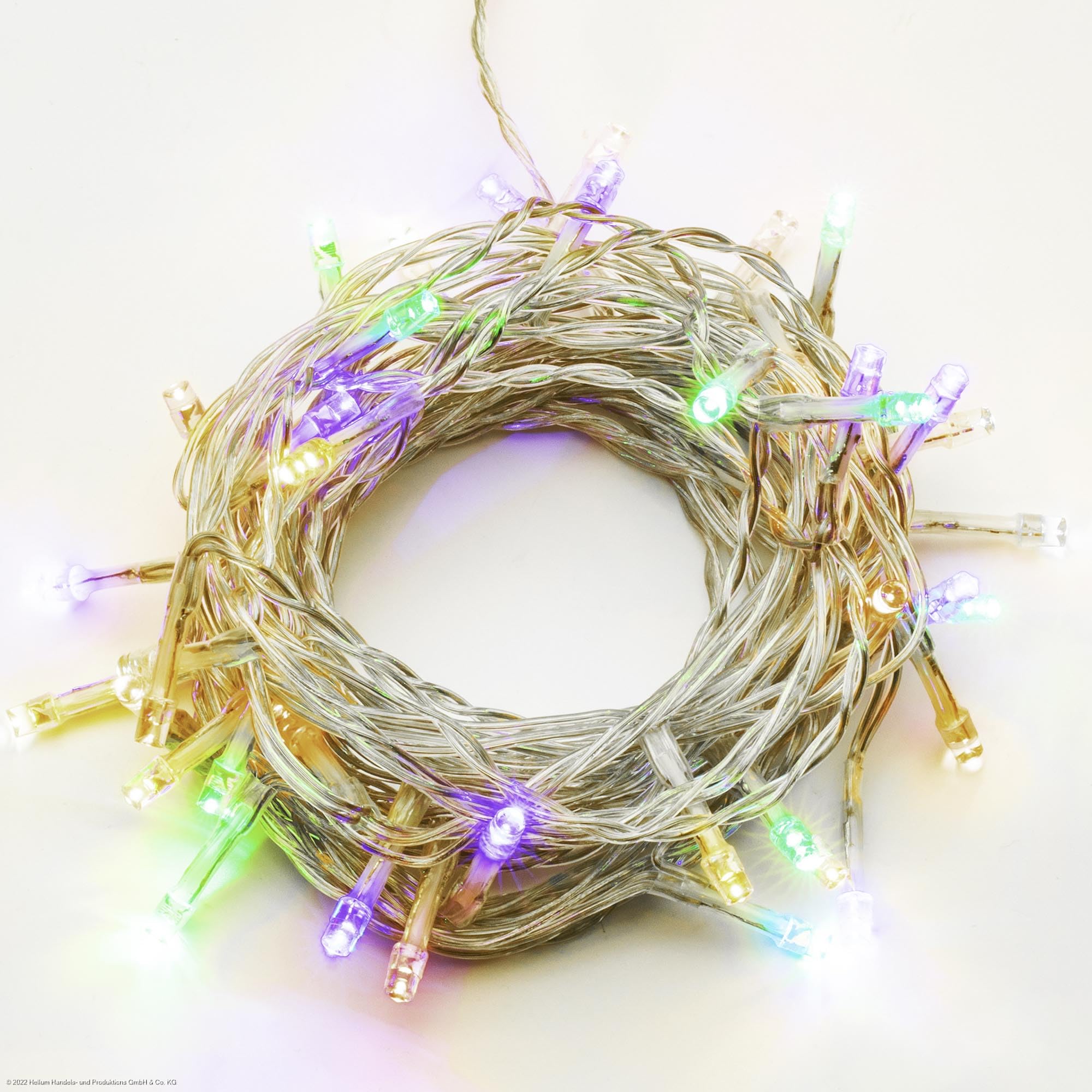 Guirlande lumineuse LED multicolore extérieure 40 lampes câble transparent Hellum - 8