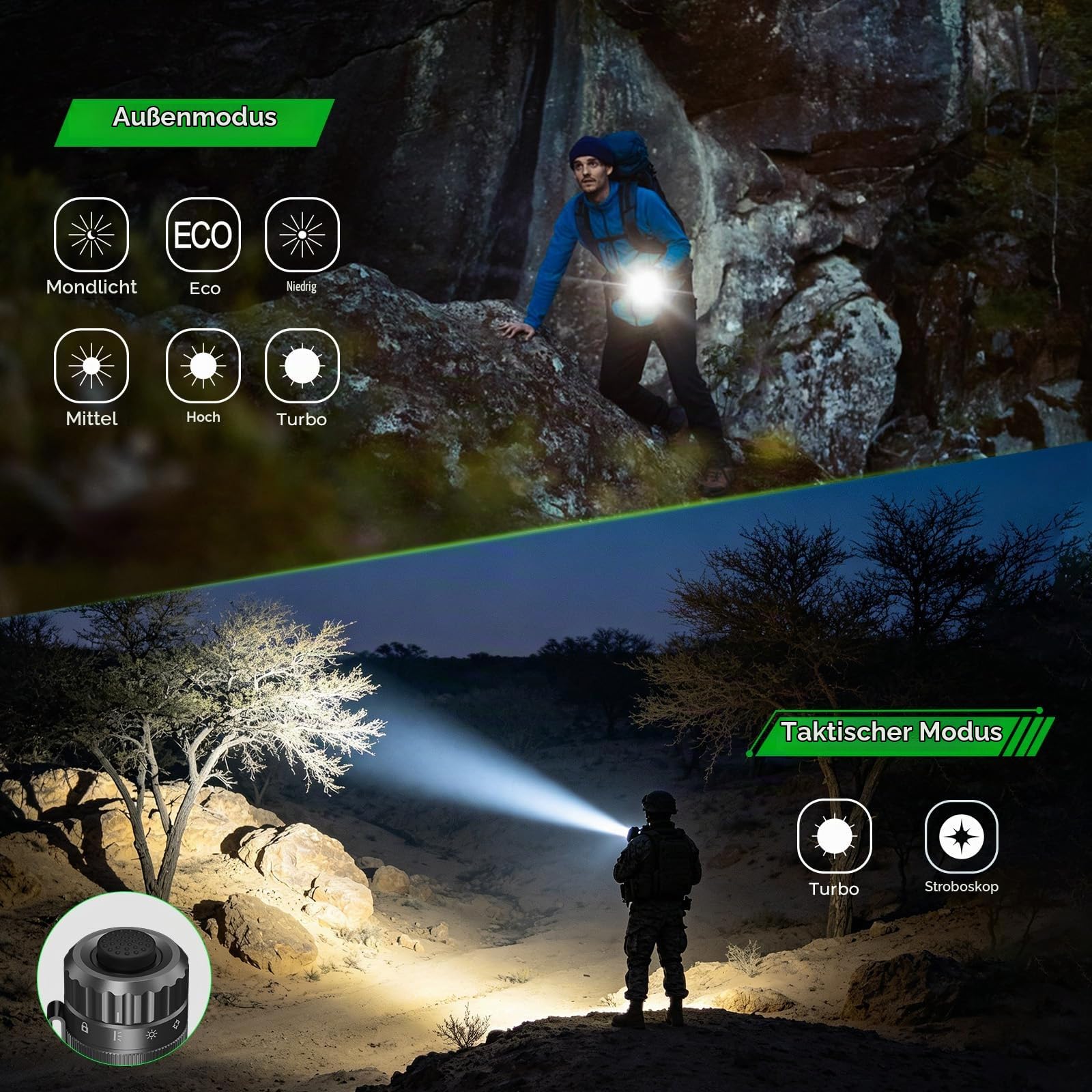 Wurkkos T1 Taktische Taschenlampe 5500LM 415m USB-C aufladbar IPX8 4-Farben