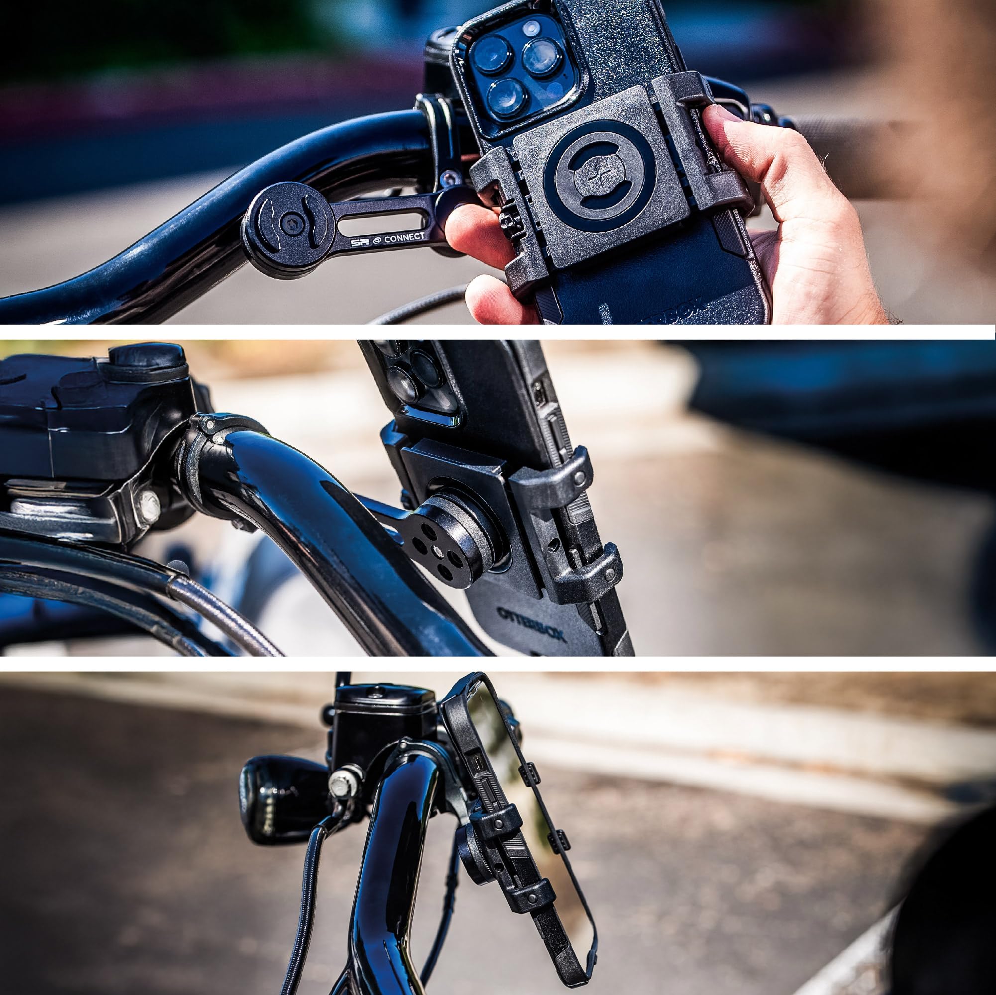 SP CONNECT Support Universel de Téléphone Portable pour Moto - Support Smartphone pour Moto & Cyclomoteur - Prise Pince Solide - Appareils 58-85mm, Guidons Standard & Grands - Accessoire Motards