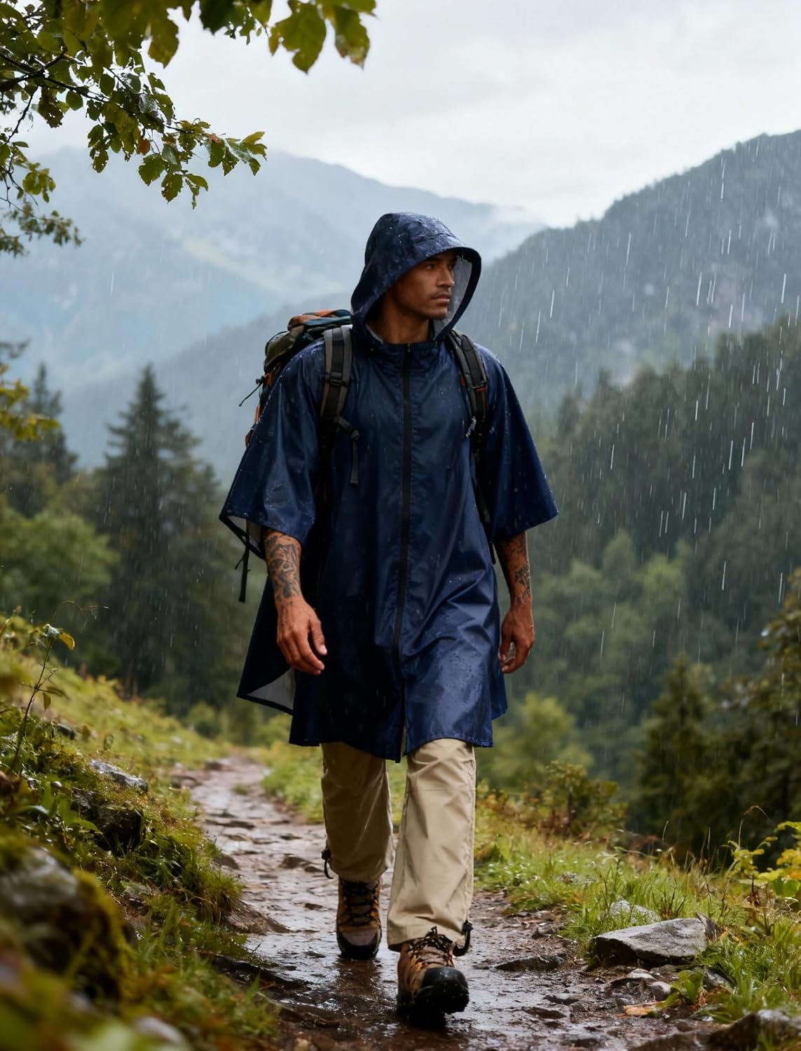 COOFANDY Rain Ponchos for Adults Full Zip Lightweight Rain Jackets Waterproof Packable Raincoats with Hood Hiking Camping