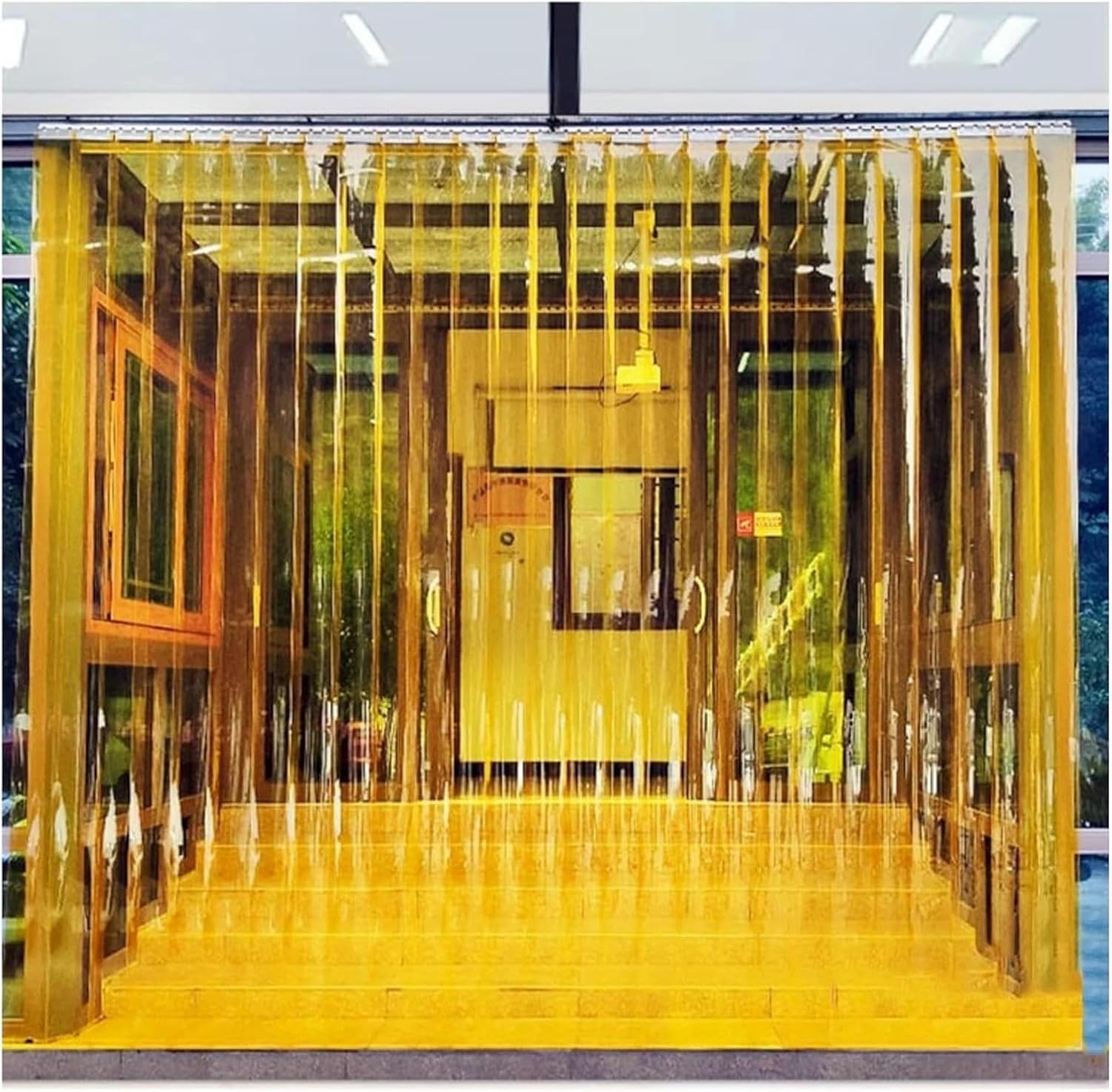 Strip Door Curtain Kit Windproof Walk in Freezer PVC Vinyl Strips Yellow Industrial Strip Curtain for Factory, Garage, Patio