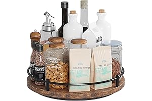 Rotating Lazy Susan Turntable 11" Black Wooden Organizer for Spices, Dressers & Countertops