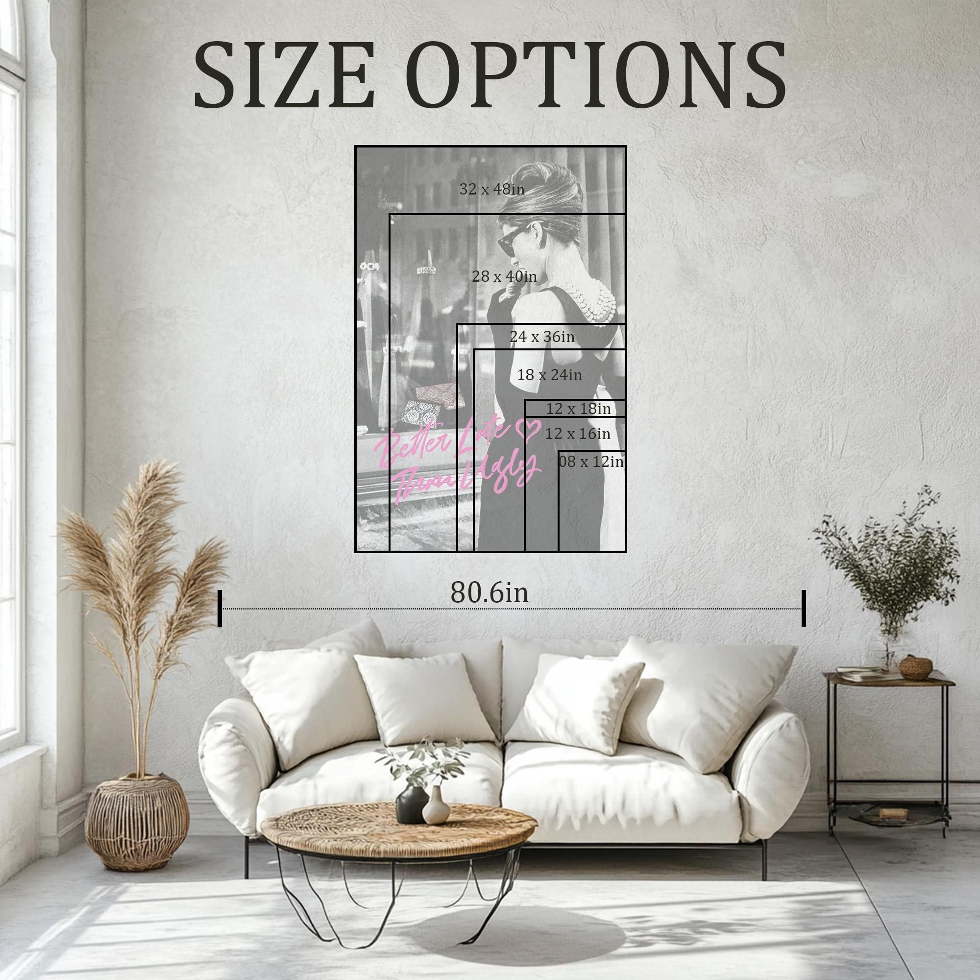 Amazon.com: CXVU Better Late Than Ugly Audrey Hepburn Wall Art