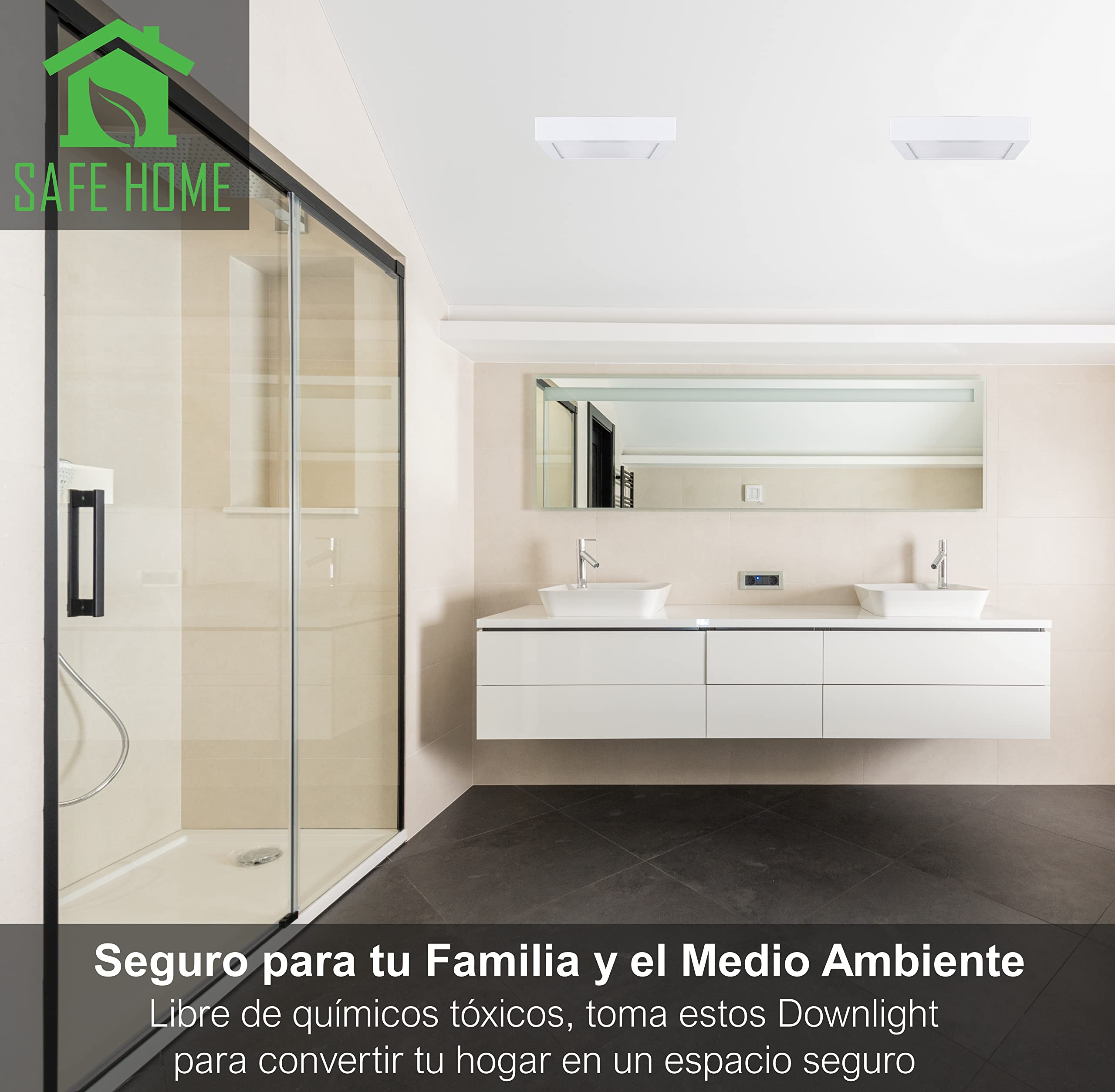 CLAR - Downlight LED Superficie Cuadrado, Plafones Para Techo LED, Candeeiro Teto Cozinha, Candeeiro De Teto, Lampara Cocina, Luz Neutra 4000ºK 24W (Pack 2)