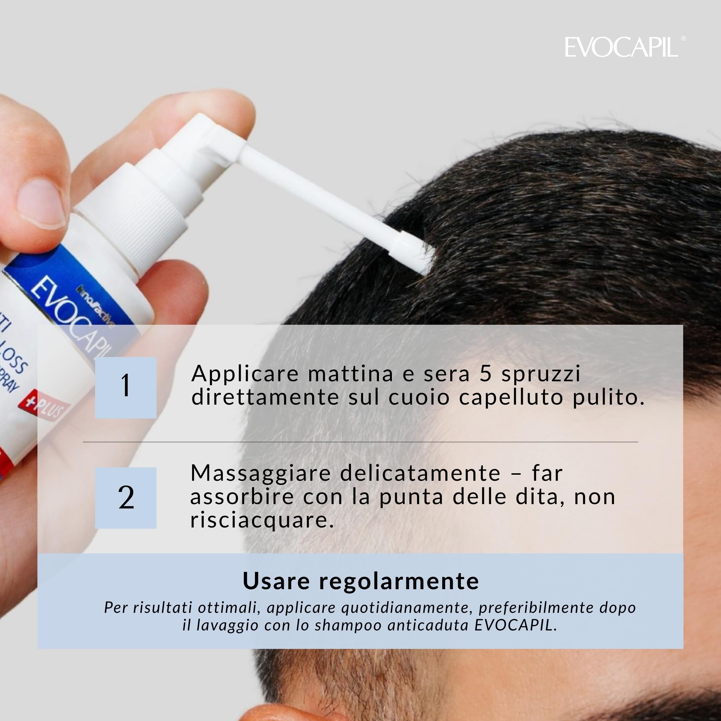 Evocapil Plus Spray Anticaduta – 5% Procapil & Complesso Vitaminico – Rosmarino, Menta & Cheratina – Spray crescita capelli per tutti i tipi di capelli
