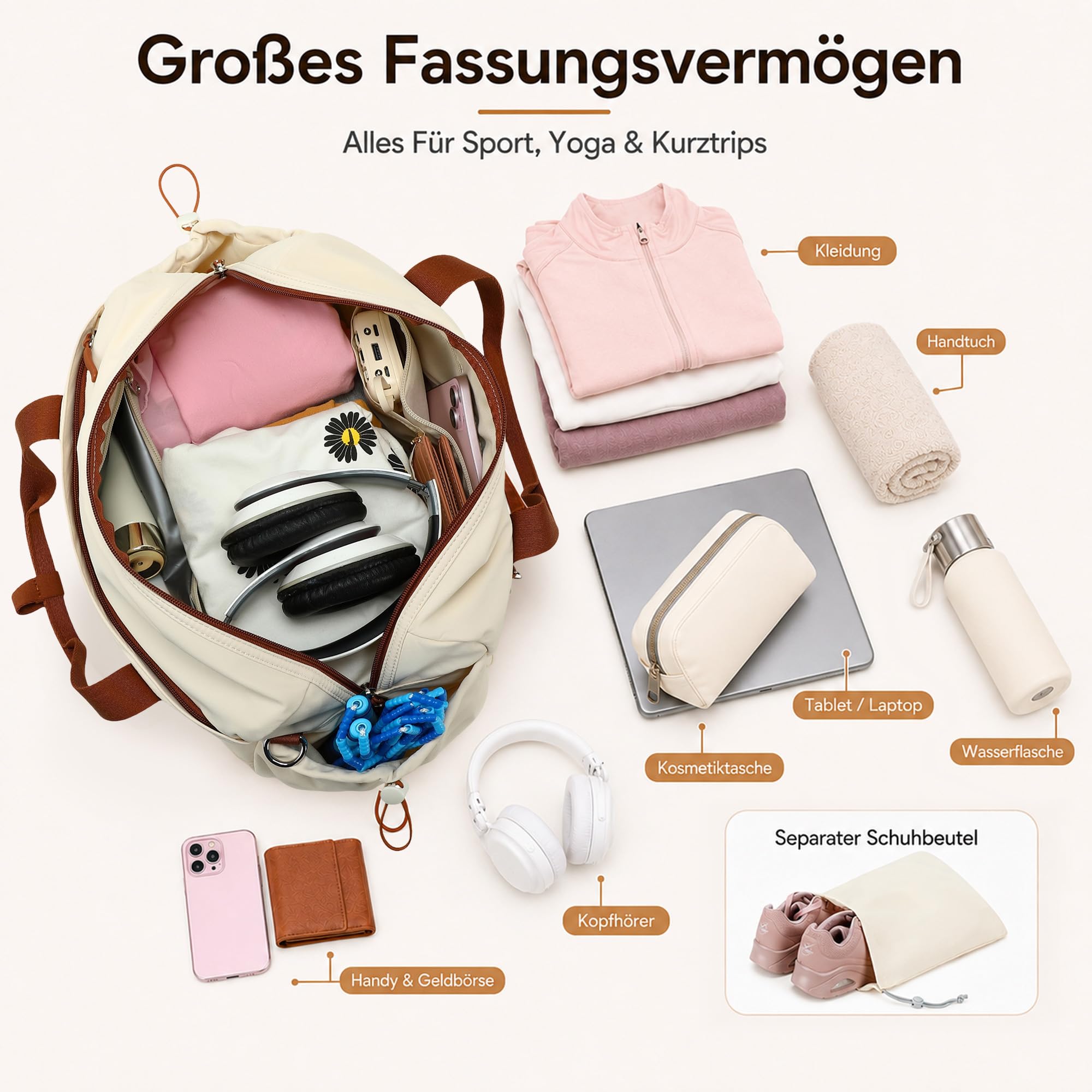 LEDAOU Borsa sportiva da donna con supporto per tappetino da yoga, 20 l, piccola borsa da viaggio come bagaglio a mano, borsa da palestra leggera con tasche per scarpe e scomparto bagnato, mini borsa