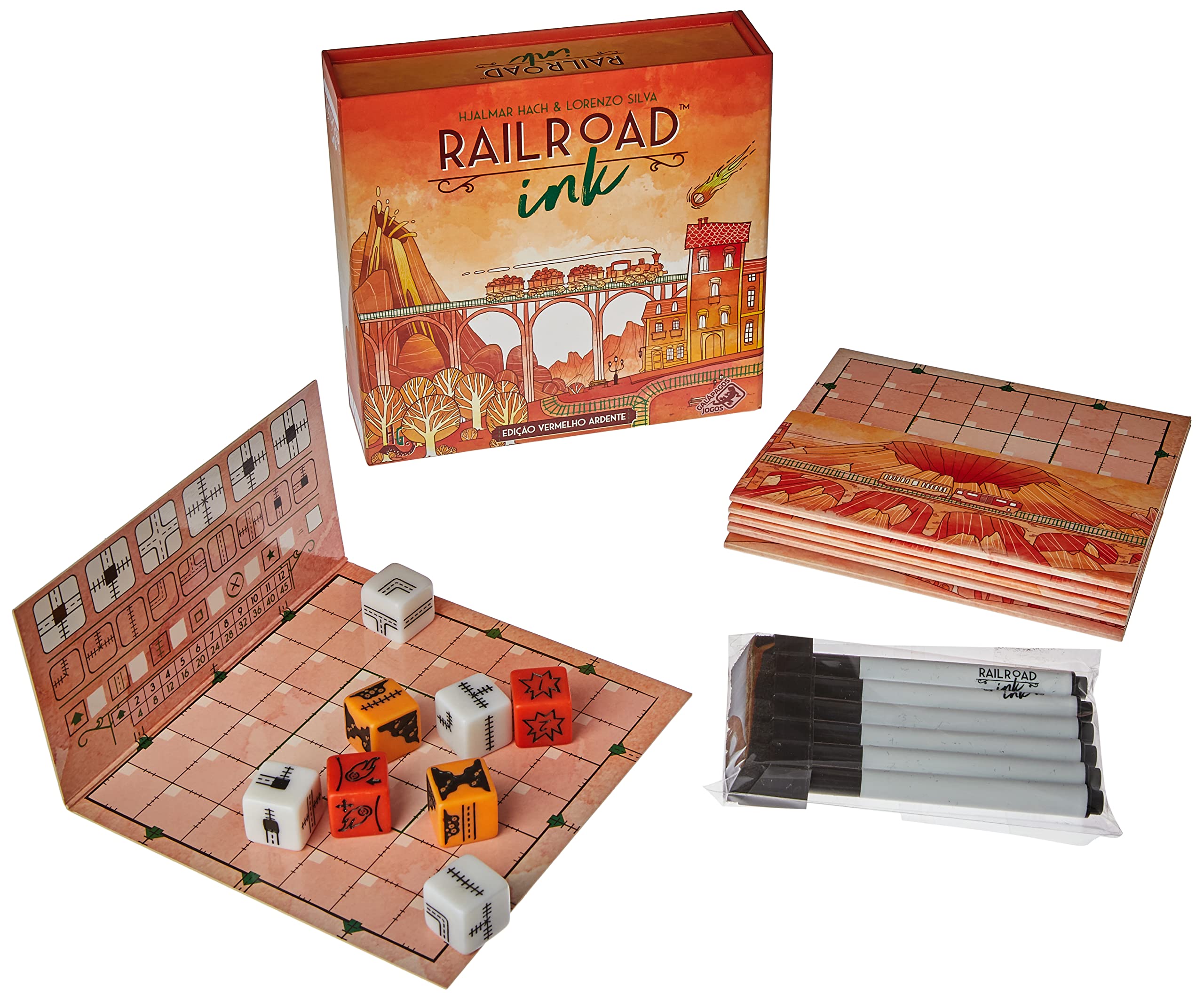 Railroad Ink. Edição Vermelho Ardente Galápagos Jogos Diversos