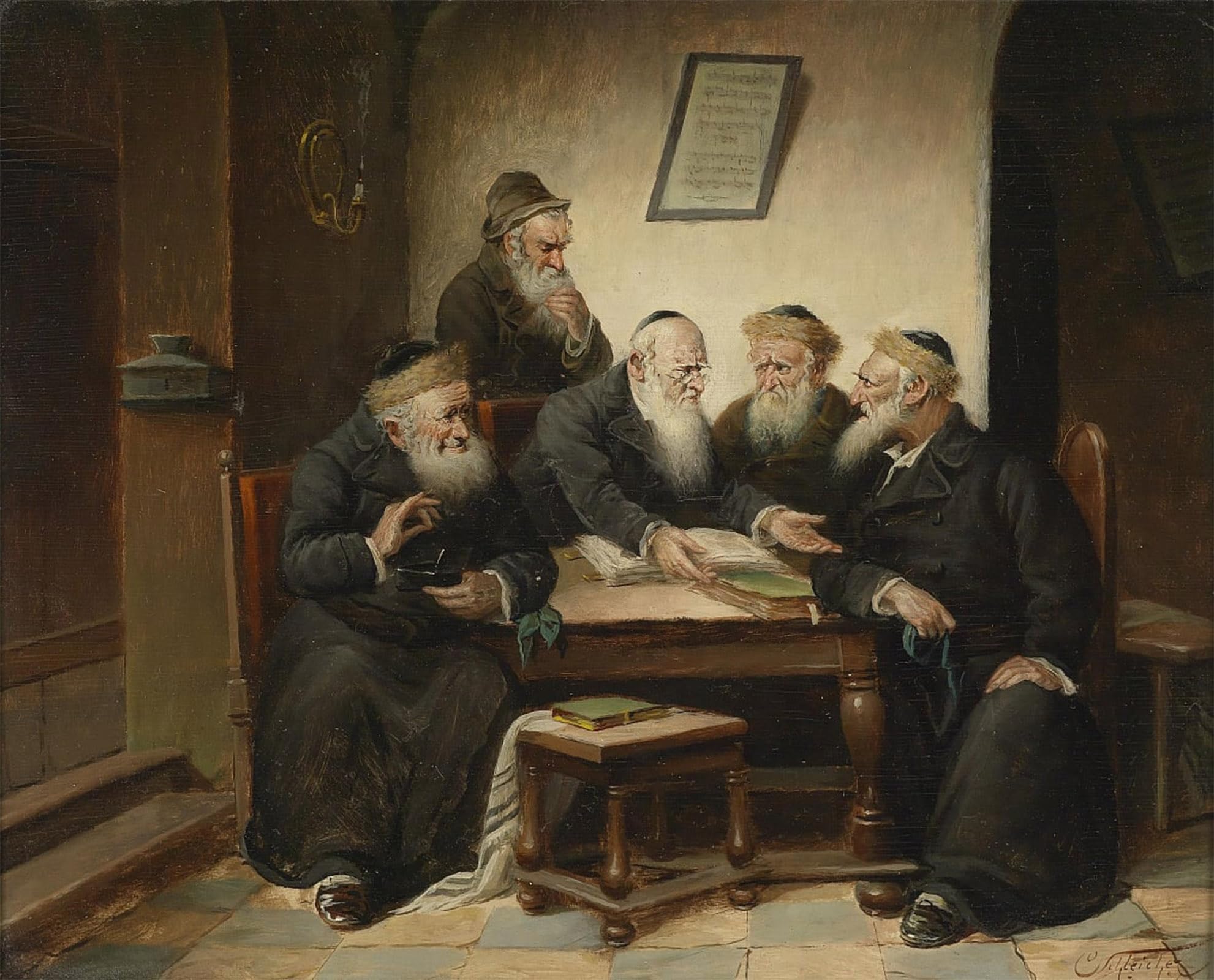 POSTERIIk Vintage Art Print Images Pictures Print At the Rabbi by Carl Schleicher Modern Colour Posters for Office Home Decor 60x90cm