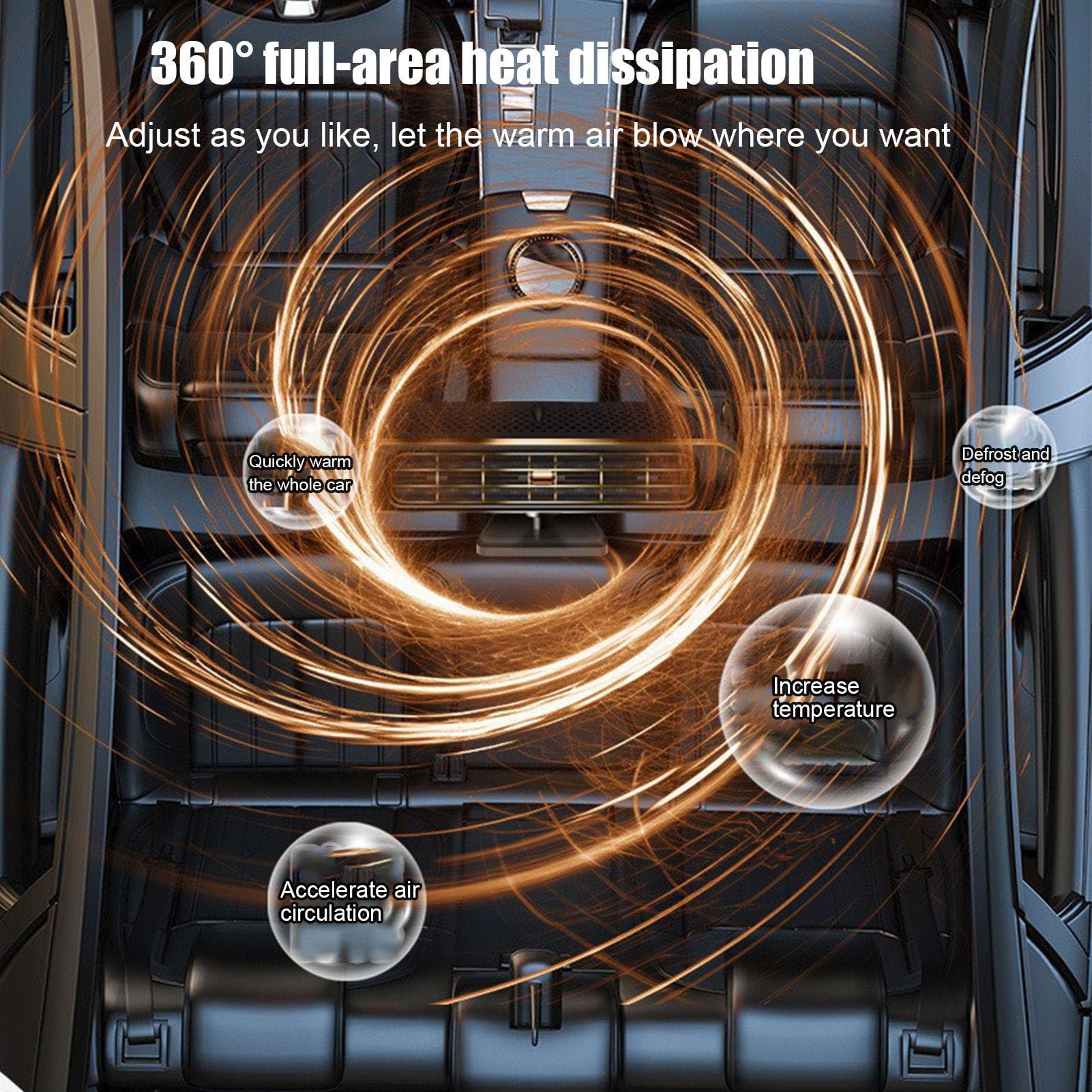 riscaldatore per Auto, sbrinatore sbrinatore ruotabile, sbrinatore per Parabrezza con Riscaldamento rapido, sbrinatore sbrinatore con Supporto per cruscotto, Riscaldamento Automatico Compatto