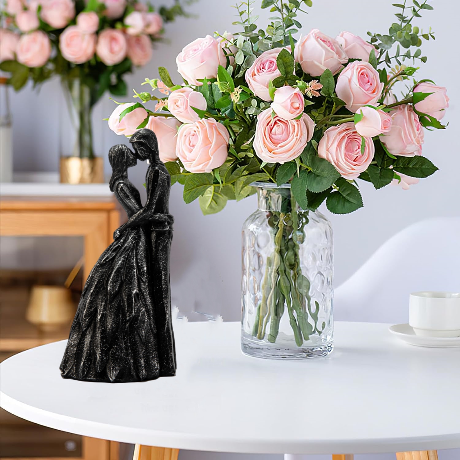 Estatua Decorativa para Aniversario Pareja en Resina Negra miniatura 7