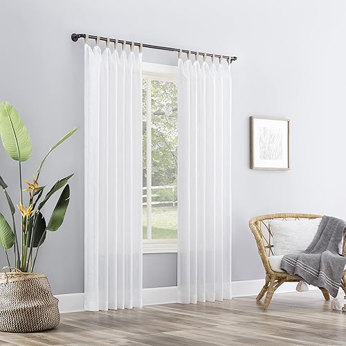 Miniatura 5 de No. 918 Ceri - Panel de cortina semitransparente con textura de lino, 50 x 96 pulgadas, color gris