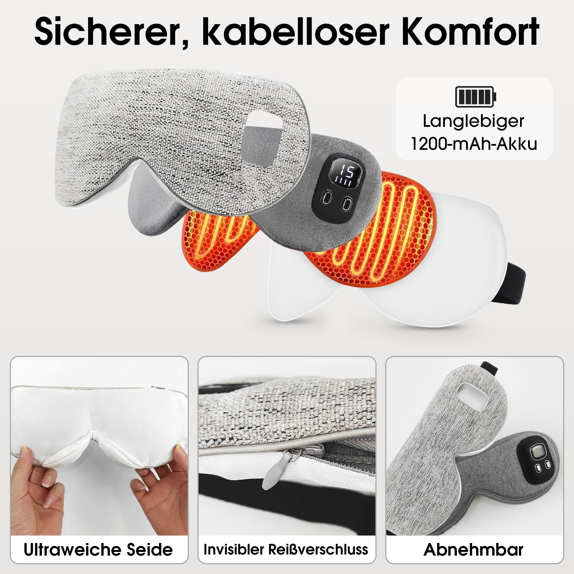 BOYUNSHI Augenmaske Wärmend, Beheizte Augenmaske zur Linderung von trockenen Augen, Gerstenkorn, Blepharitis, Schlafverbesserung, Waschbarer Wärmebrille mit 4 Wärmestufen & 4 Timer