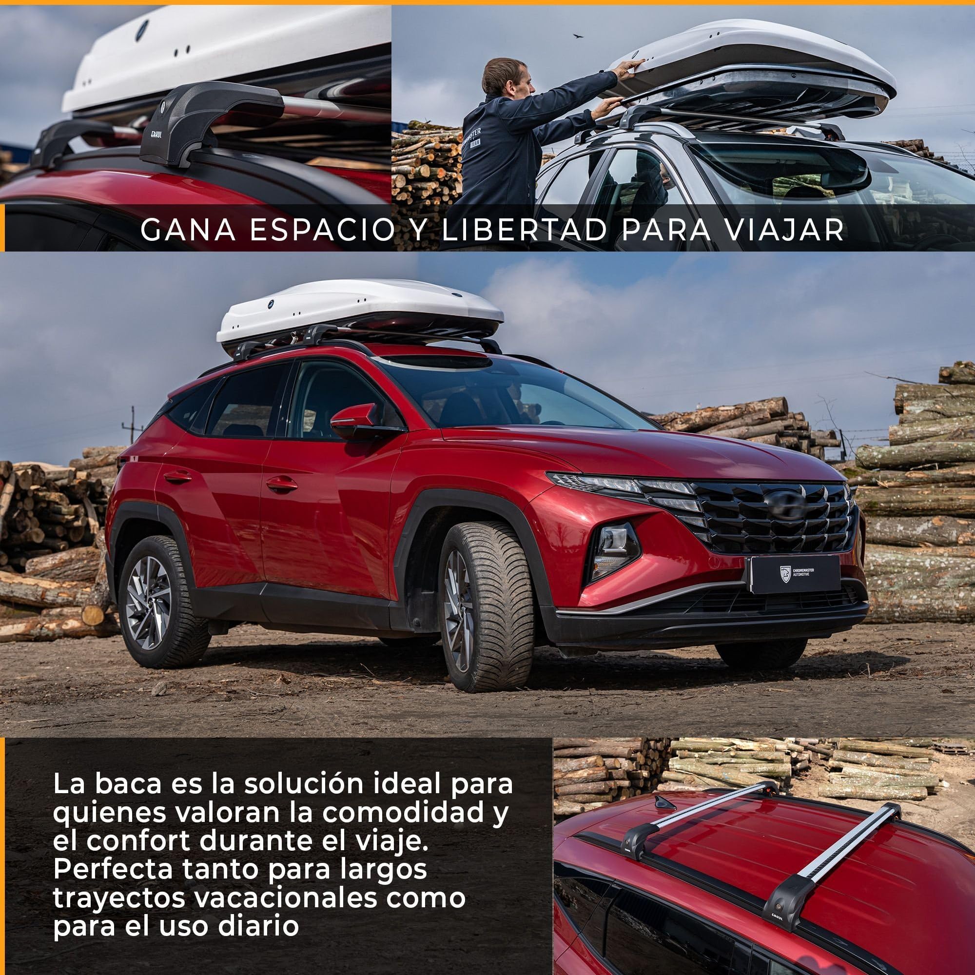 CHROMEMASTER Barras de Techo Compatibles con BYD Seal U 2024+; Portaequipajes de Techo Compatible para Cofres, Portabicicletas, Escalera | Ideal para Vacaciones, Viajes y Uso Diario