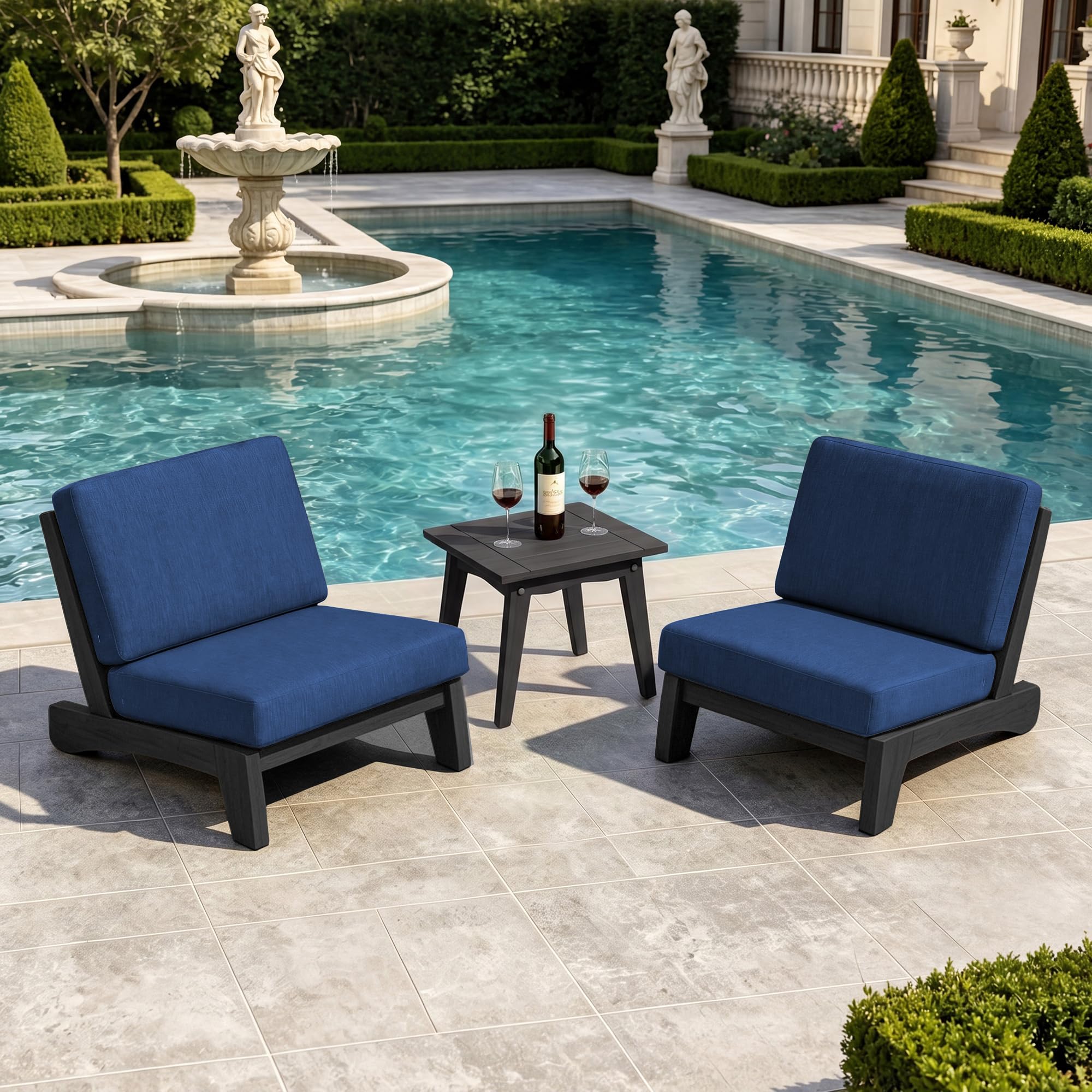 Pia Ricoo 3 Piece Patio Chairs Bistro Set with Coffee Table