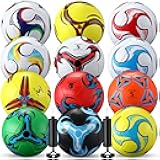 12 Pcs Bulk Soccer Balls with 2 Pump Official Size Deflated Soccer Ball Football for Indoor Outdoor Game Sports Training Back to School Teens Adult Players Birthday Gift