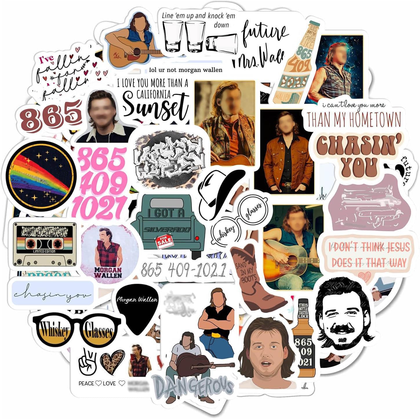 BulbaCraft 100Pcs American Country Singer Stickers - Country Music Merch, Country Singer Merchandise - Waterproof Music Stickers for Phone Cases and Laptops, Guitar Stickers