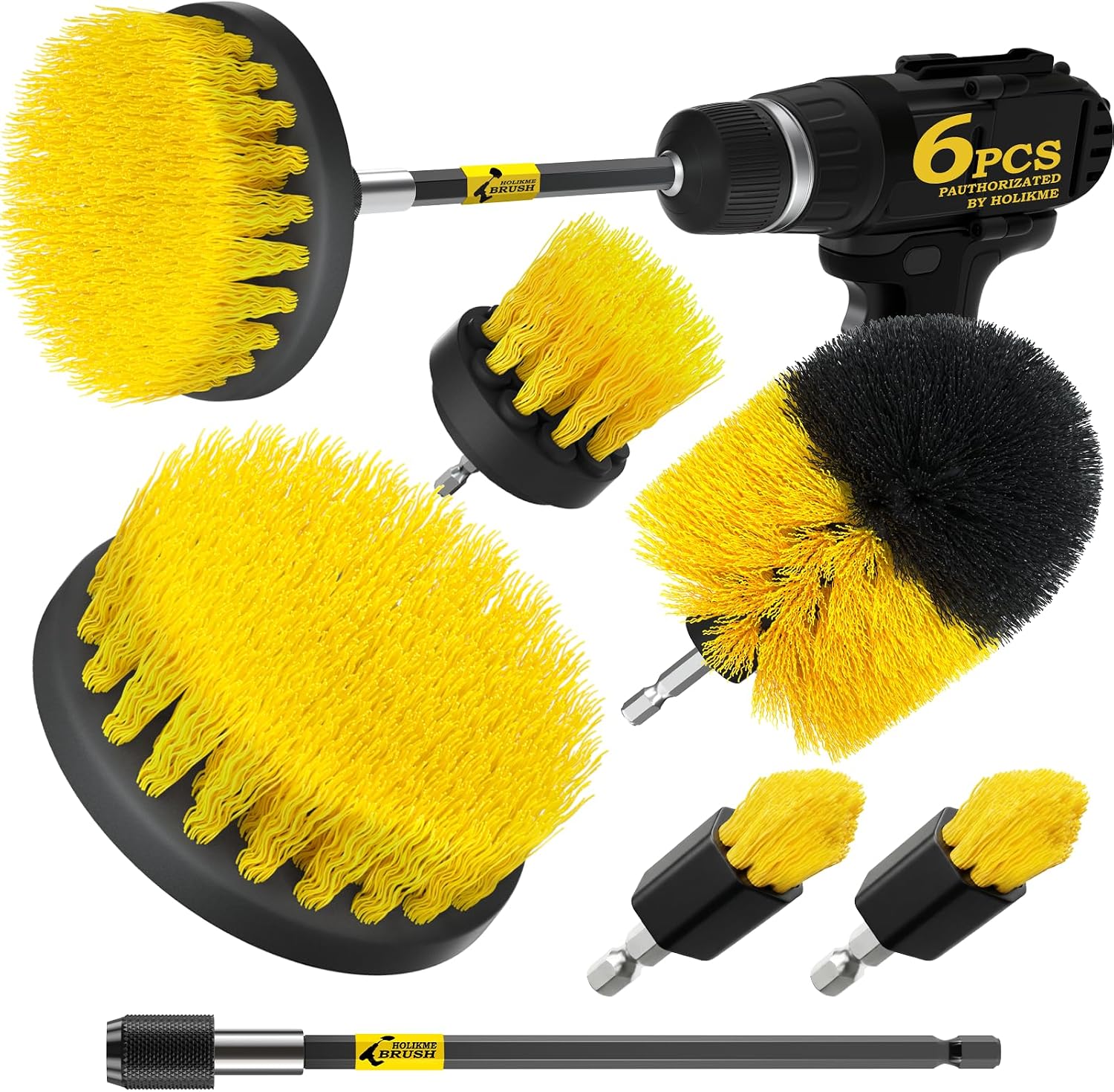 Holikme 6-Pack Drill Brush Power Scrubber Attachment Set