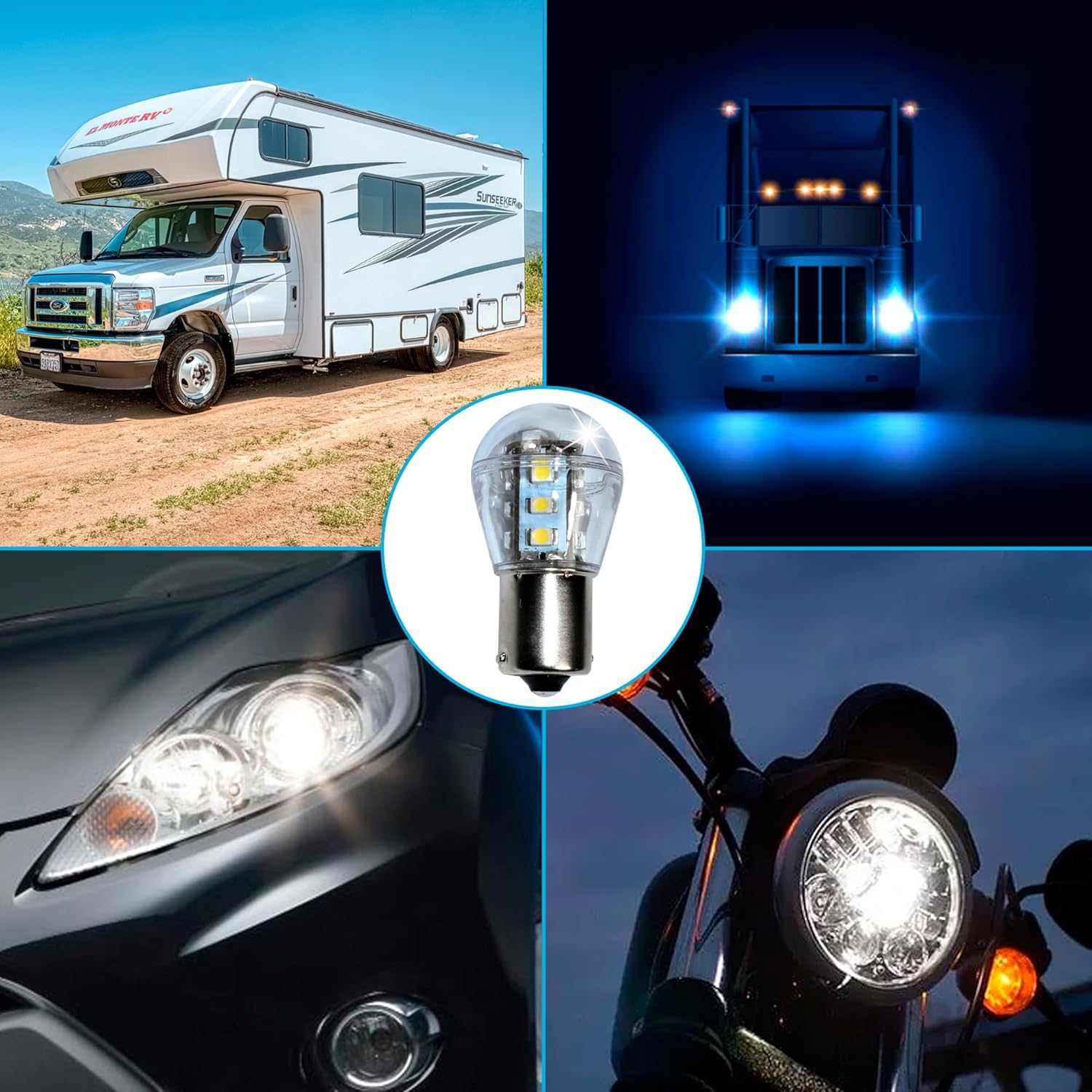 HQRP 2-Pack Headlight LED Bulb Compatible with Craftsman DGS6500 DGT6000 LT1000 LT2000 LT2500 LT4000 T110 T120 T130 T150 T2600 YT4000 YT4500 YTS3000 Z6000 Tractor