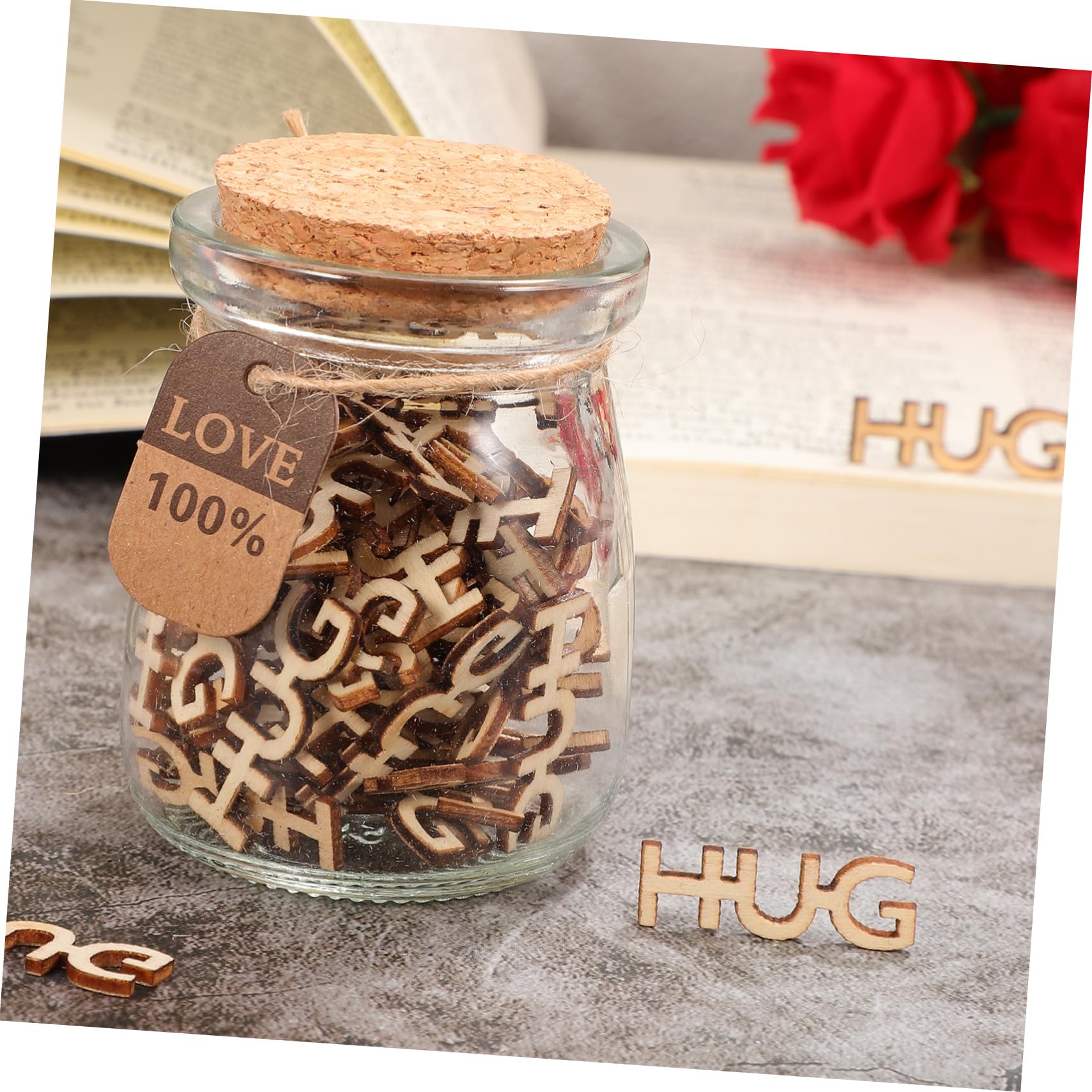 STOBAZA 5stücke Hugs in a Jar Elegante Holzbuchstaben Im Valentinstagsgeschenk Verlobungsgeschenk Oder Geburtstagsüberraschung Leicht Und Kompakt Für Verschiedene Anlässe