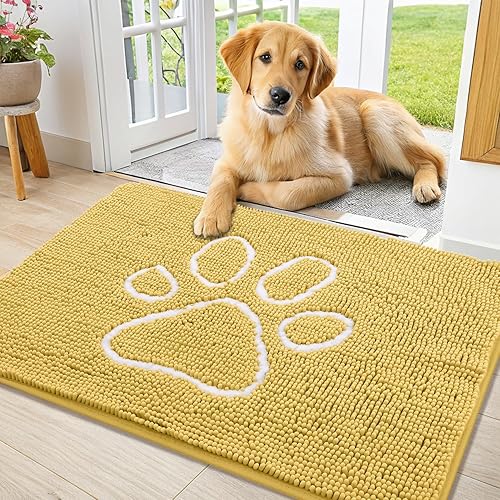 Miniatura 235 de Smiry Tapete para puerta de perro para patas fangosas, absorbente que atrapa la suciedad, antideslizante, de secado rápido, lavable, tapete de